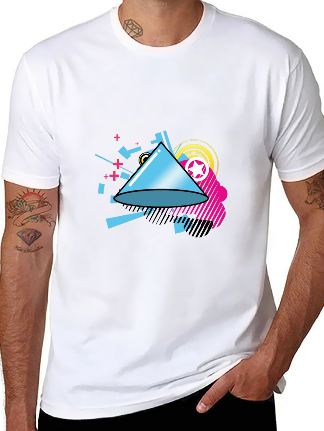 Geometric Design Black T-Shirt