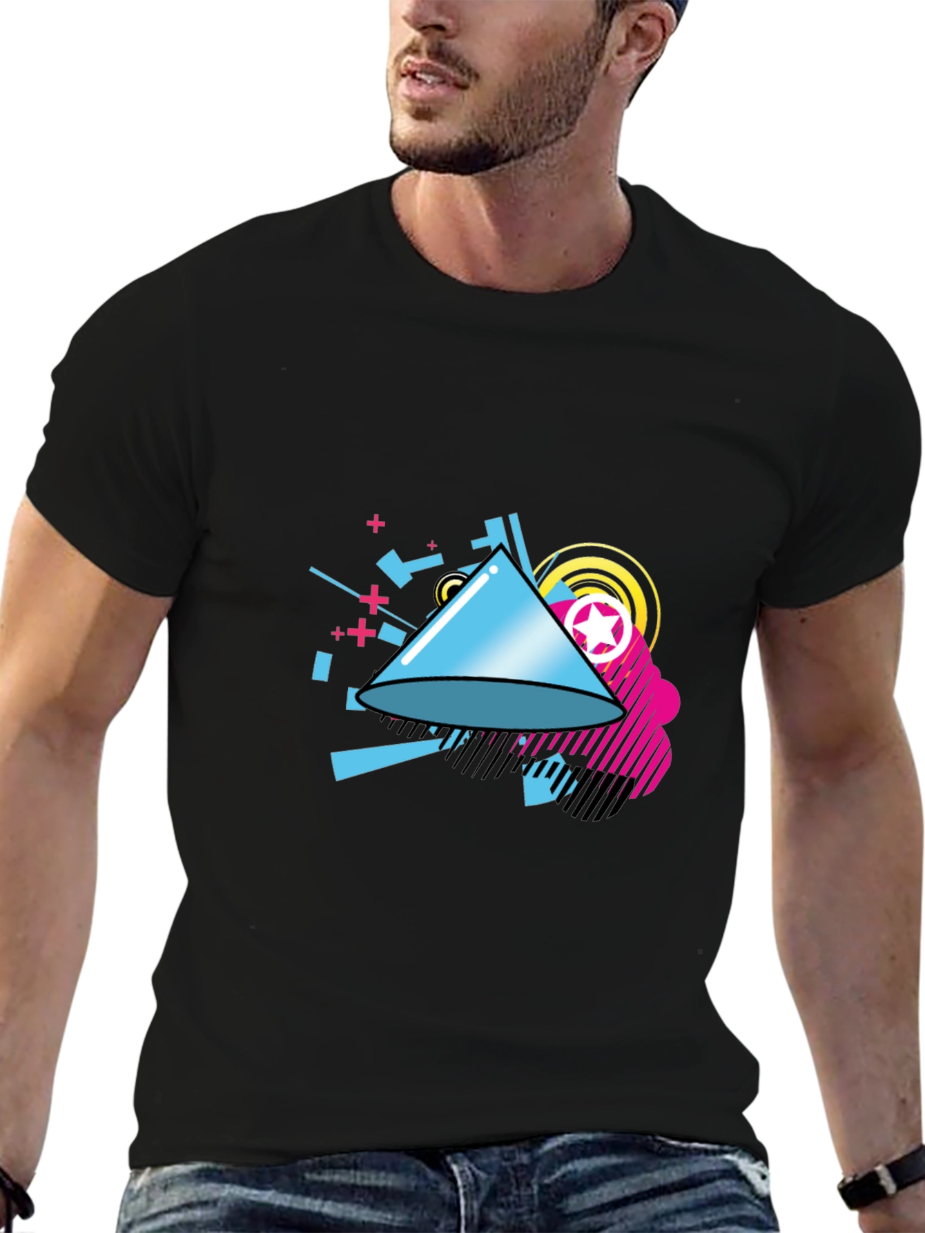 Geometric Design Black T-Shirt