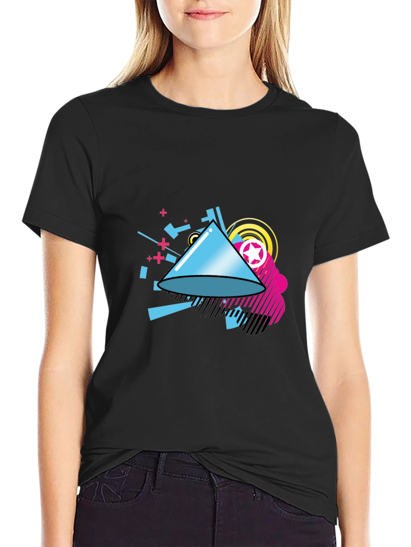 Geometric Design Black T-Shirt