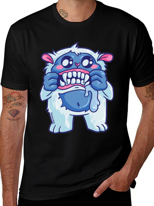 Funny Cartoon Monster Graphic Tee - Black