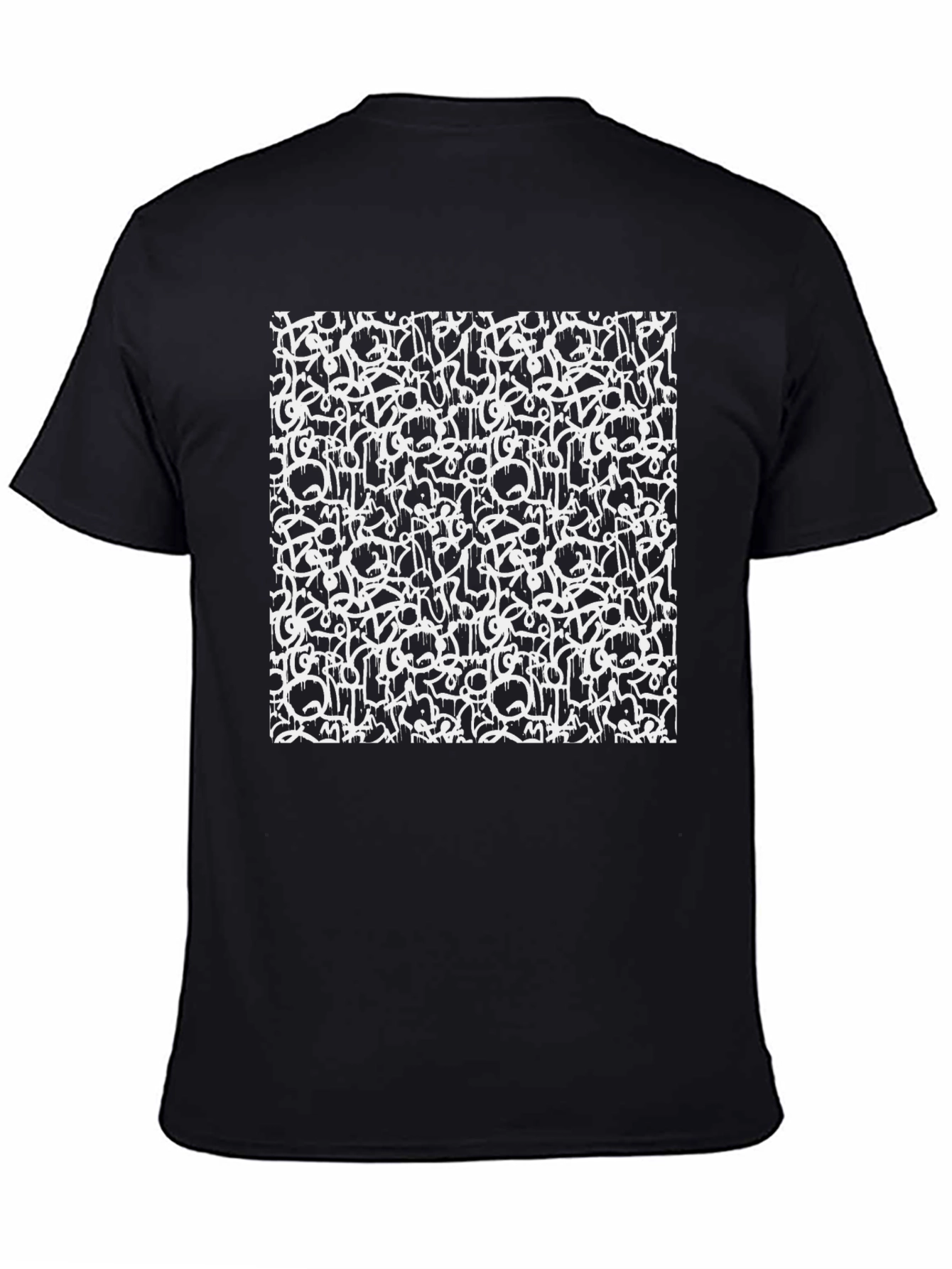 Abstract Graffiti Print Black T-Shirt
