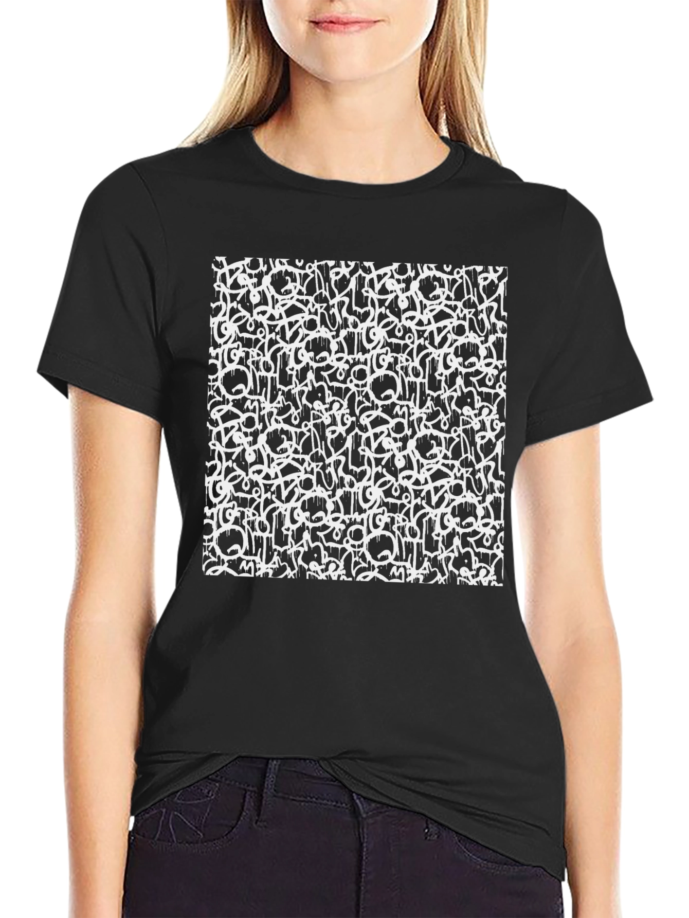 Abstract Graffiti Print Black T-Shirt