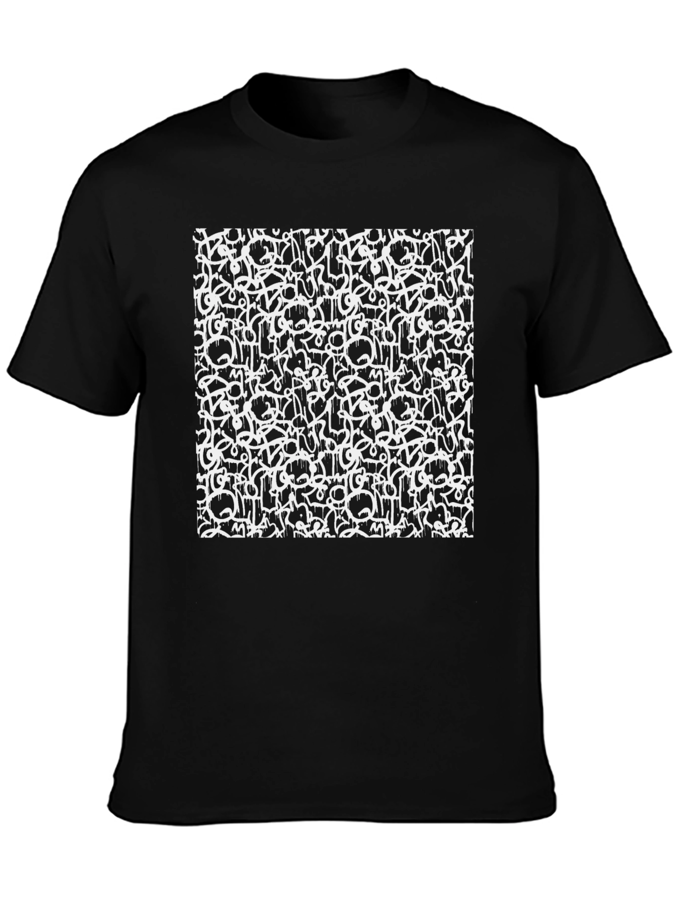 Abstract Graffiti Print Black T-Shirt
