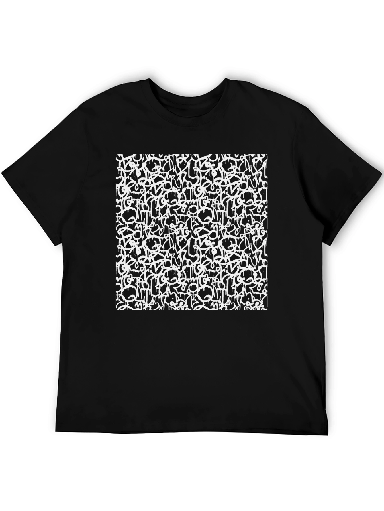 Abstract Graffiti Print Black T-Shirt
