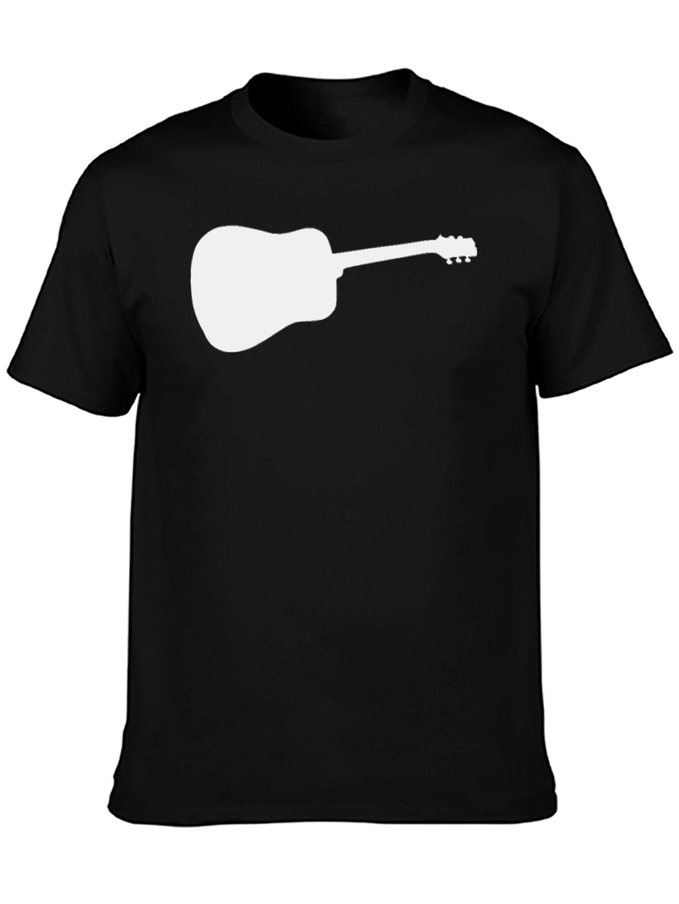 Guitar Silhouette Tee - Black Cotton Casual Shirt