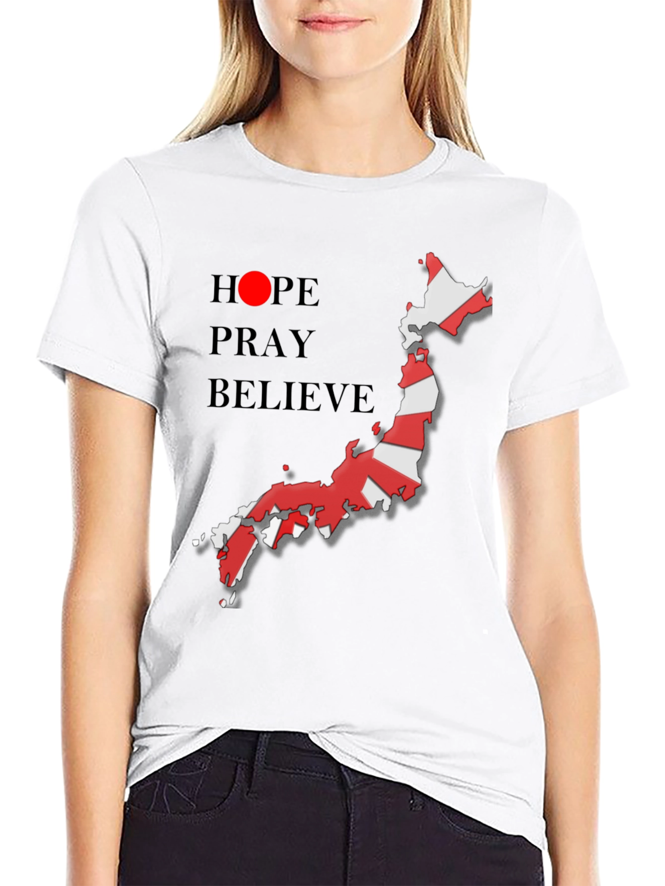 Hope Pray Believe Japan Flag T-Shirt