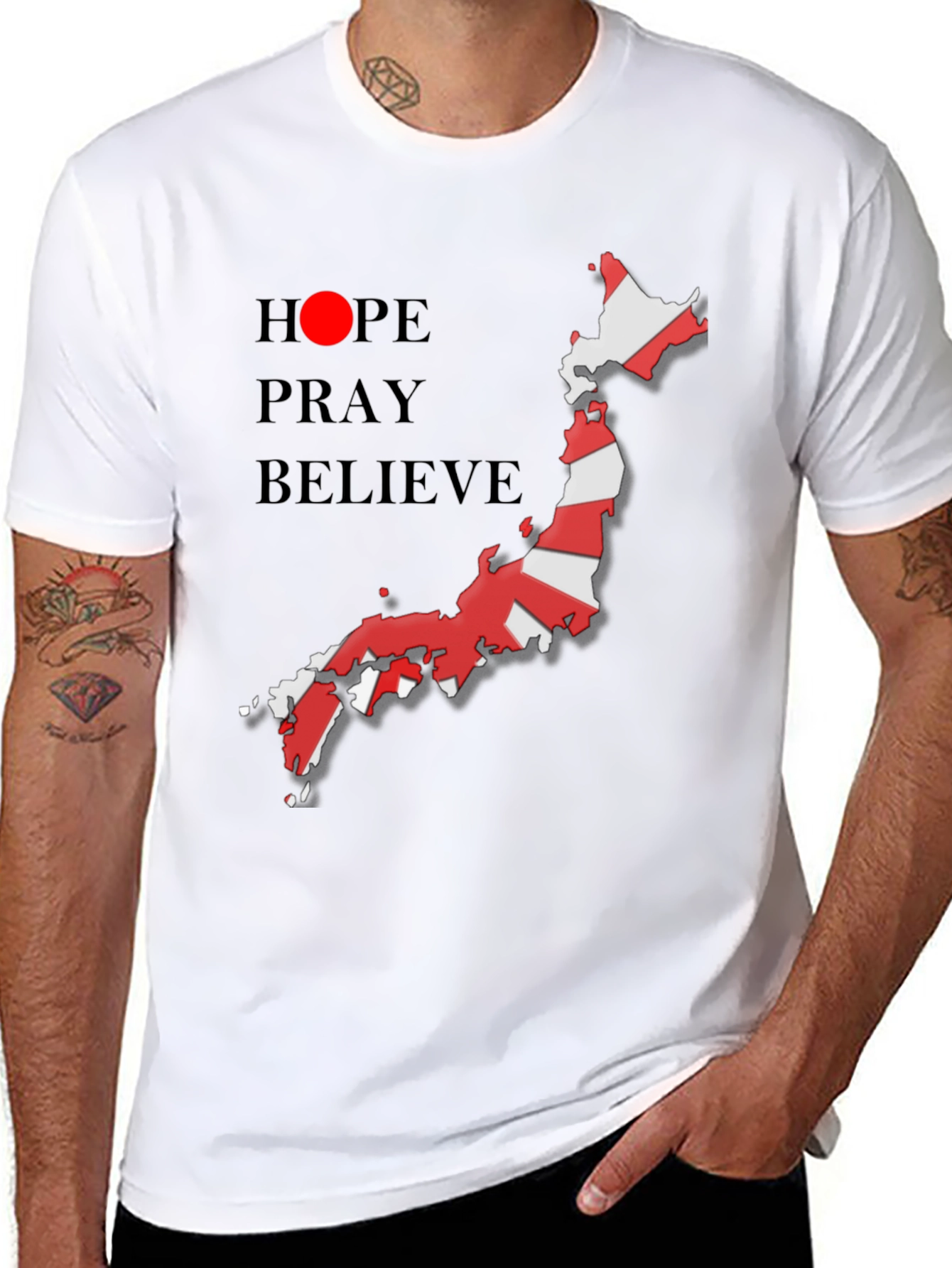 Hope Pray Believe Japan Flag T-Shirt