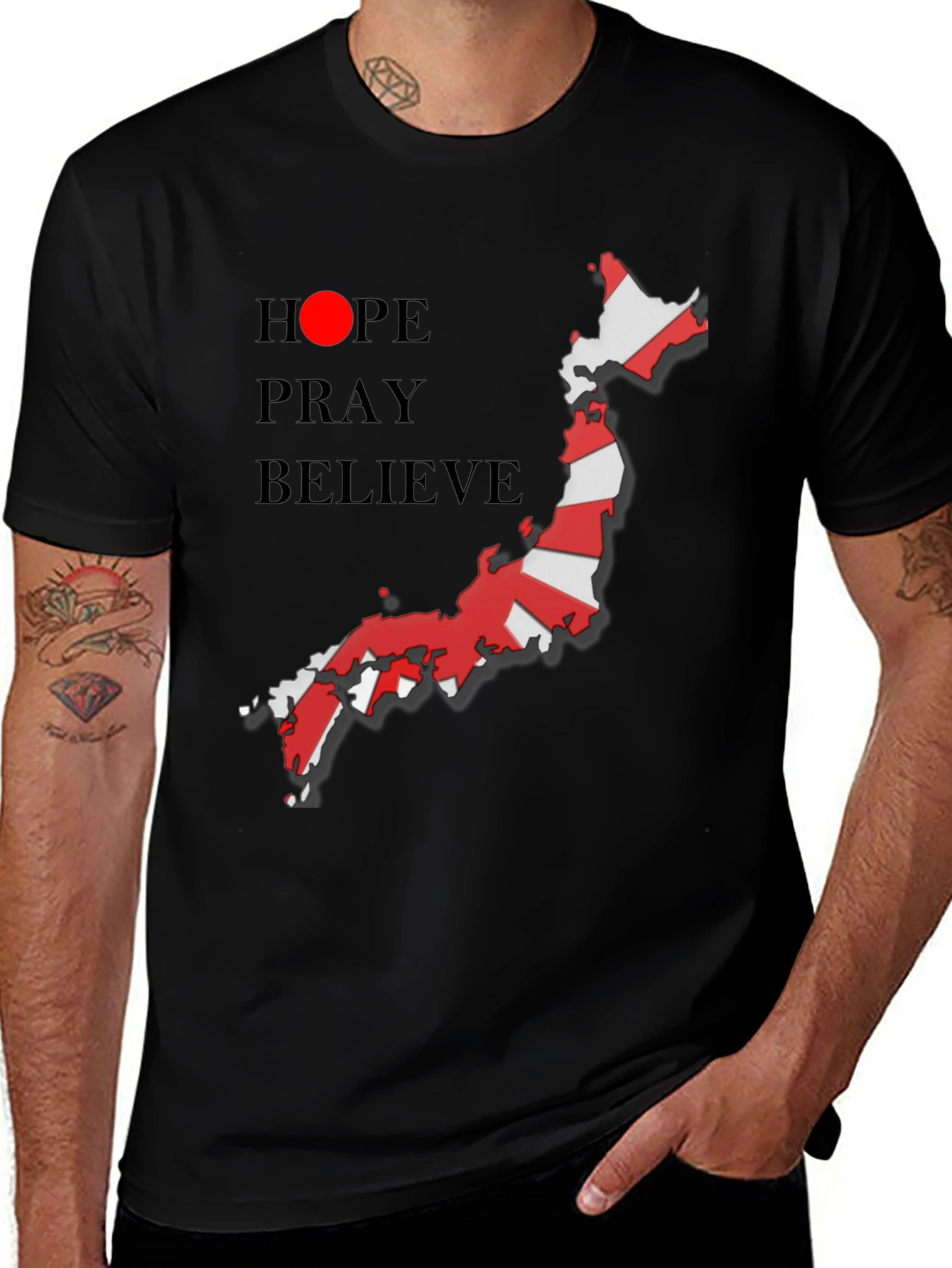 Hope Pray Believe Japan Flag T-Shirt
