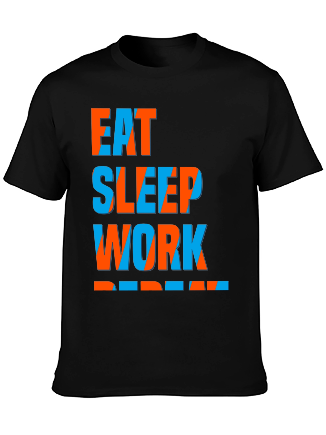 Eat Sleep Work Repeat Graphic Tee - Black
