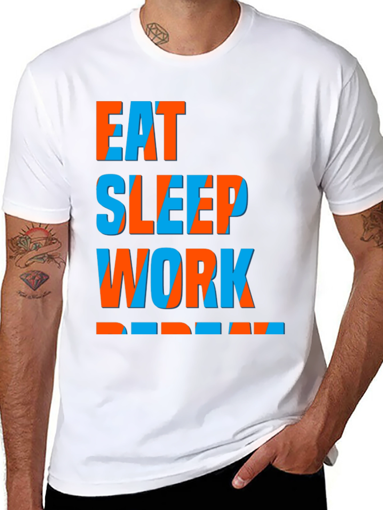 Eat Sleep Work Repeat Graphic Tee - Black