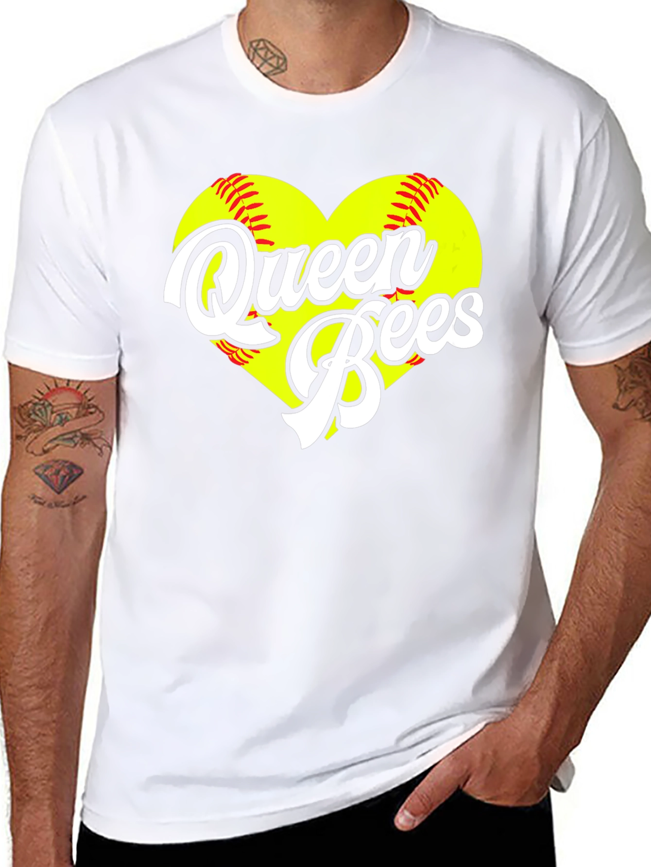 Queen Bees Softball Heart T-Shirt