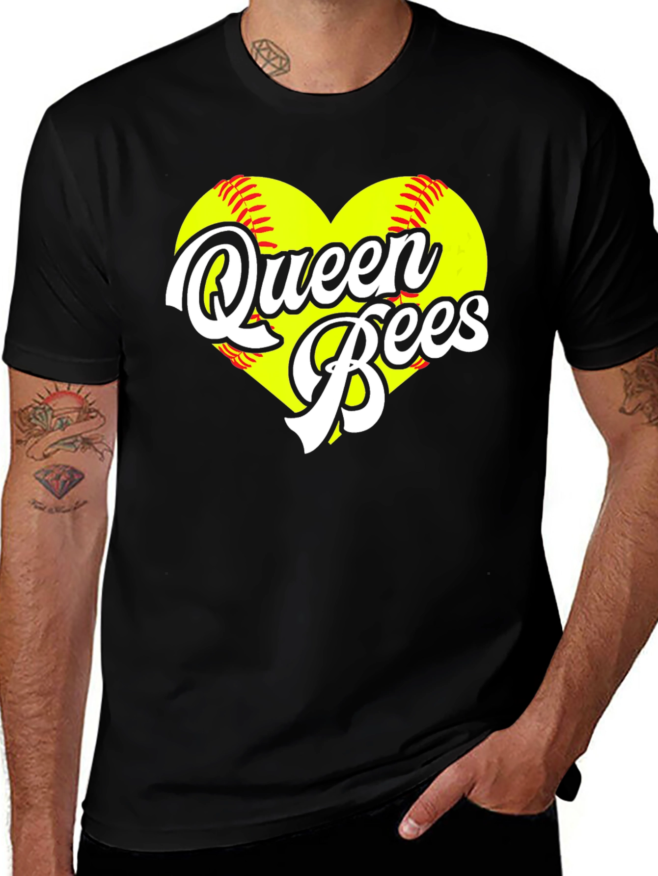 Queen Bees Softball Heart T-Shirt