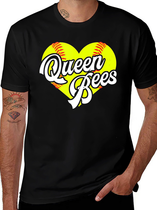 Queen Bees Softball Heart T-Shirt