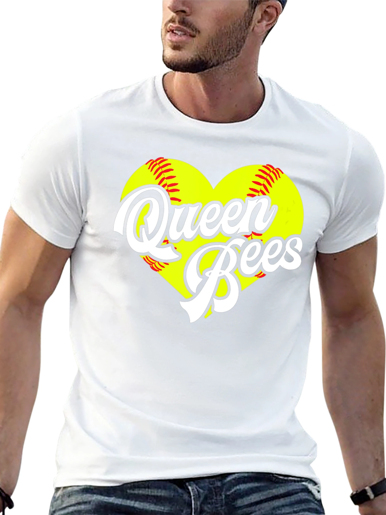 Queen Bees Softball Heart T-Shirt
