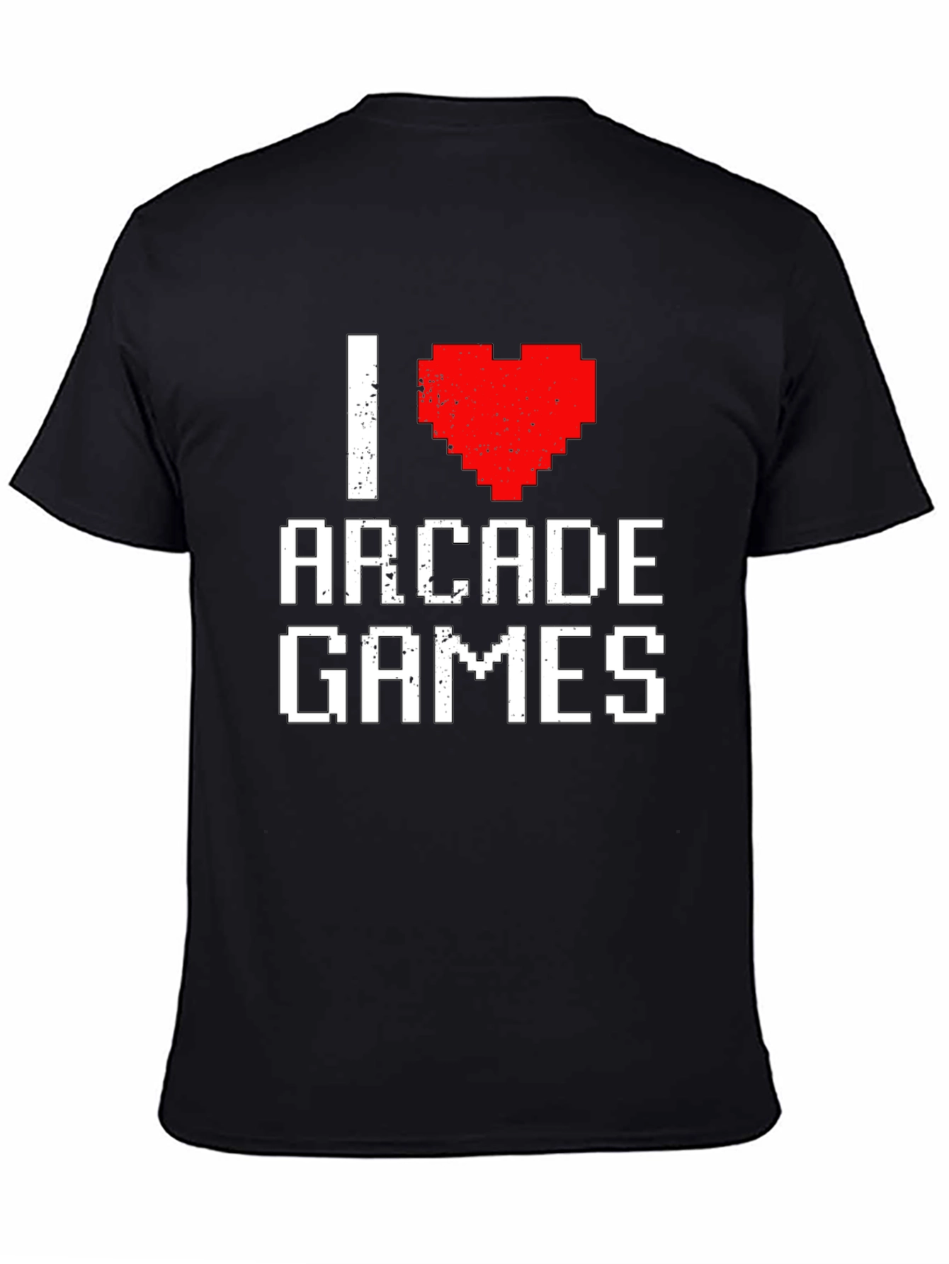 I Heart Arcade Games Pixel Art Black T-Shirt