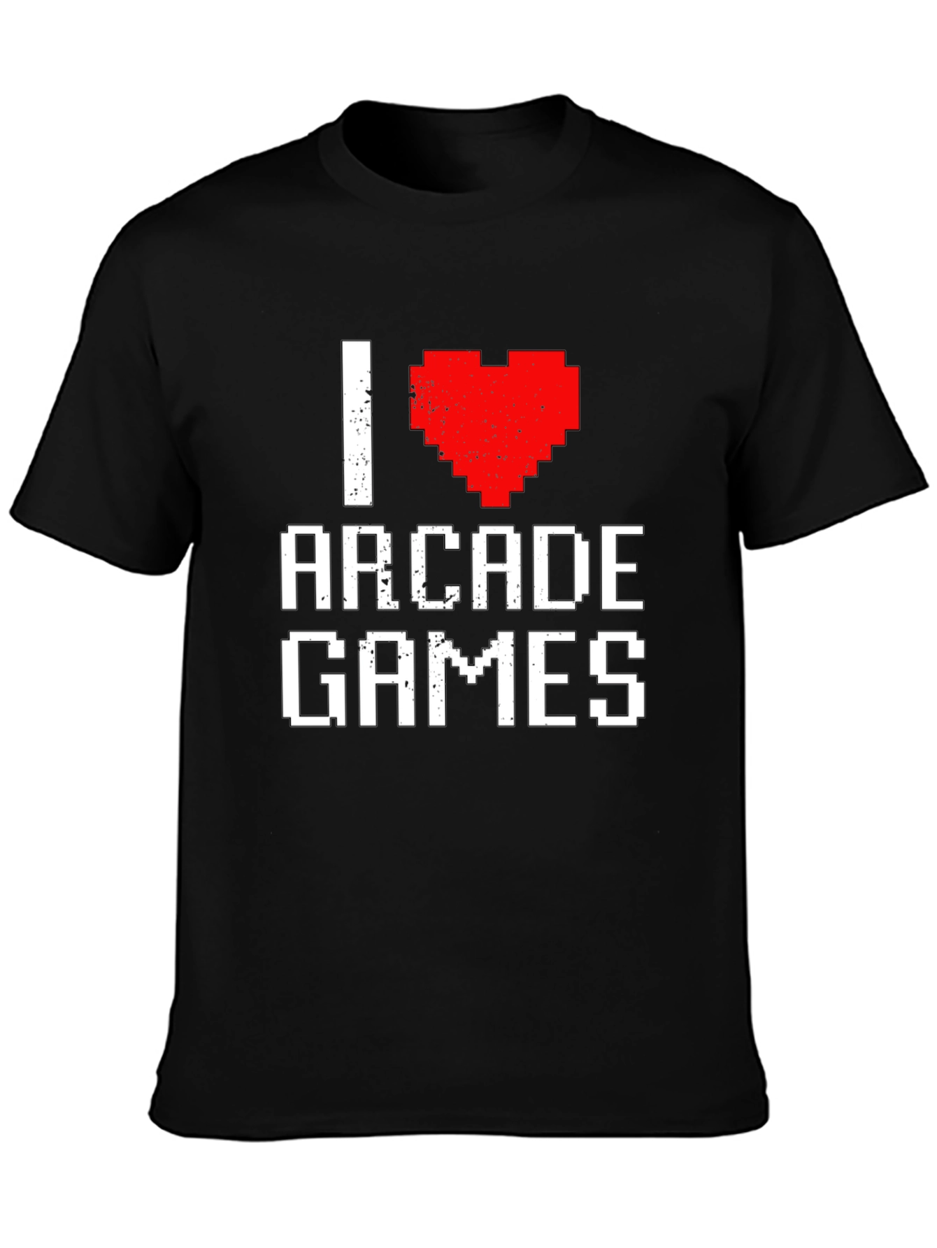 I Heart Arcade Games Pixel Art Black T-Shirt