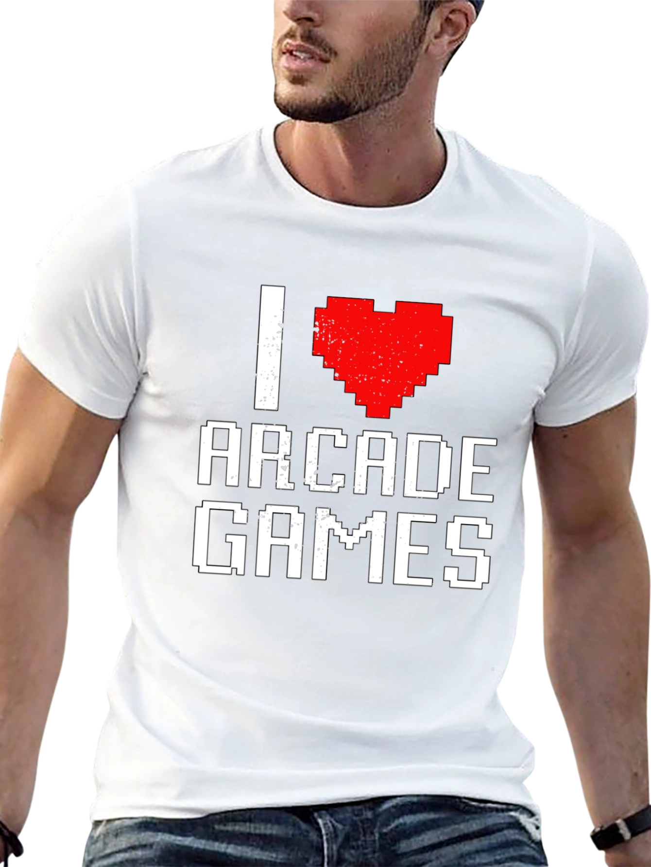 I Heart Arcade Games Pixel Art Black T-Shirt