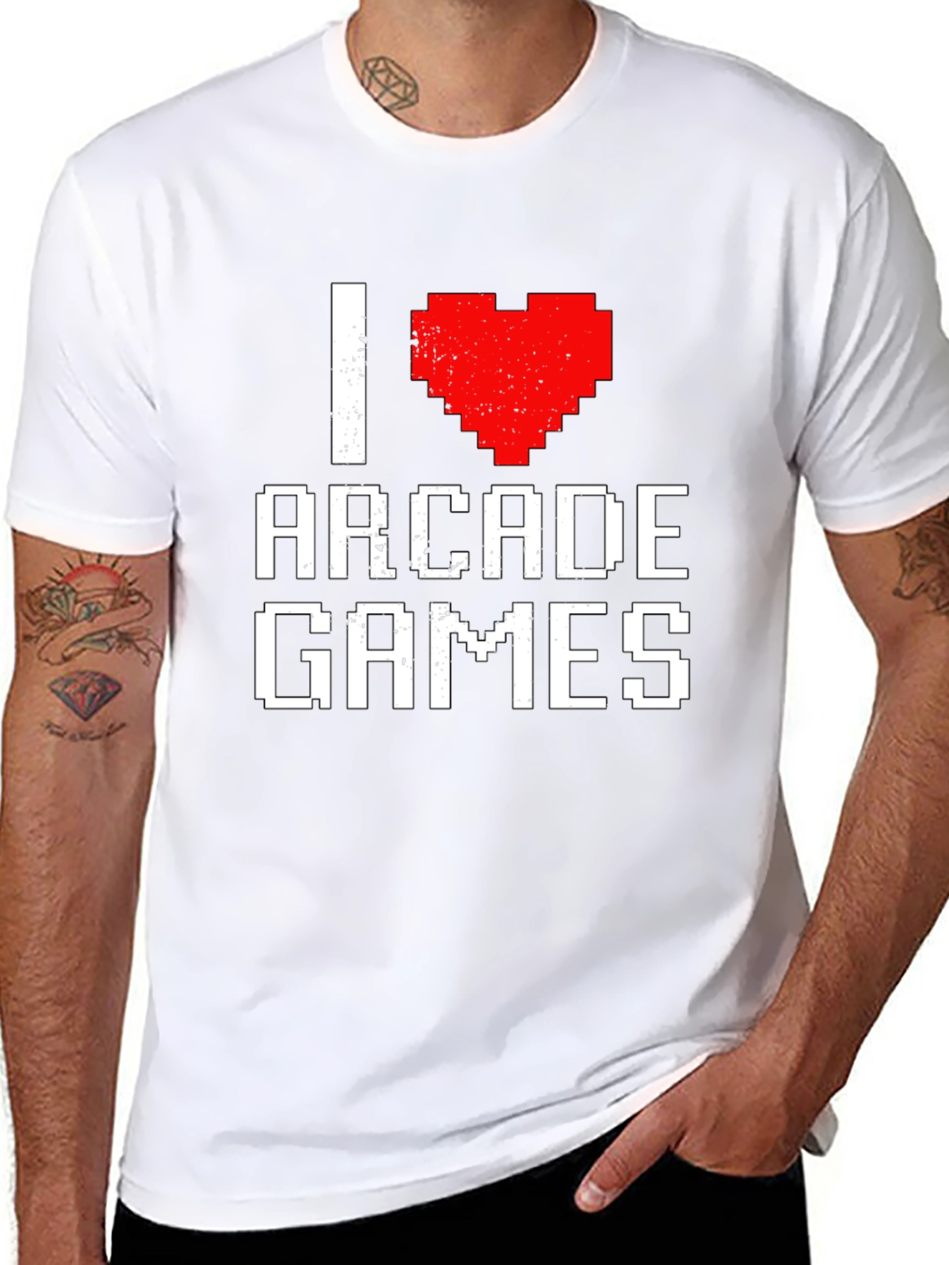 I Heart Arcade Games Pixel Art Black T-Shirt