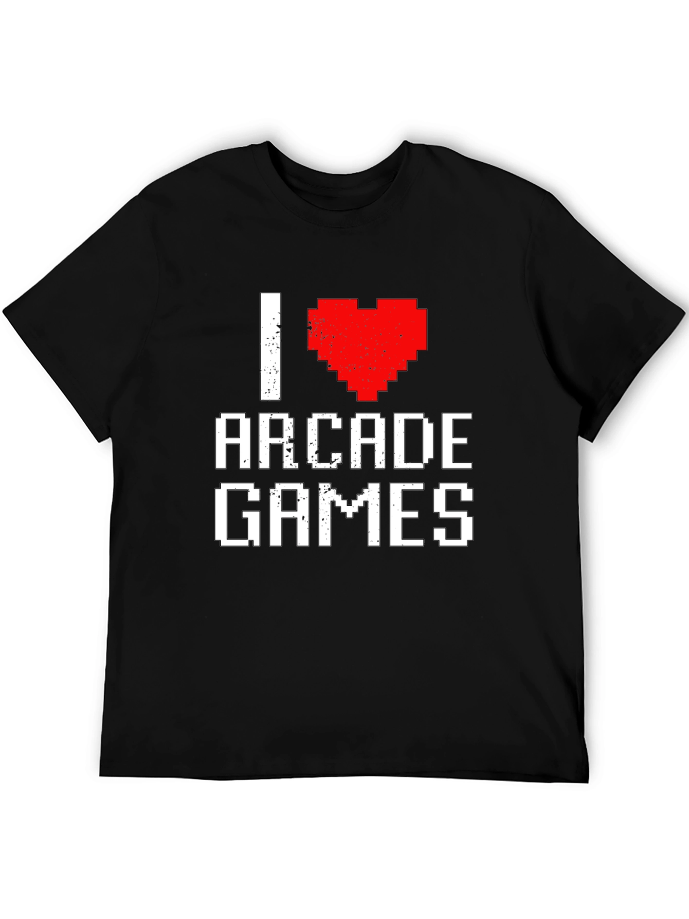 I Heart Arcade Games Pixel Art Black T-Shirt