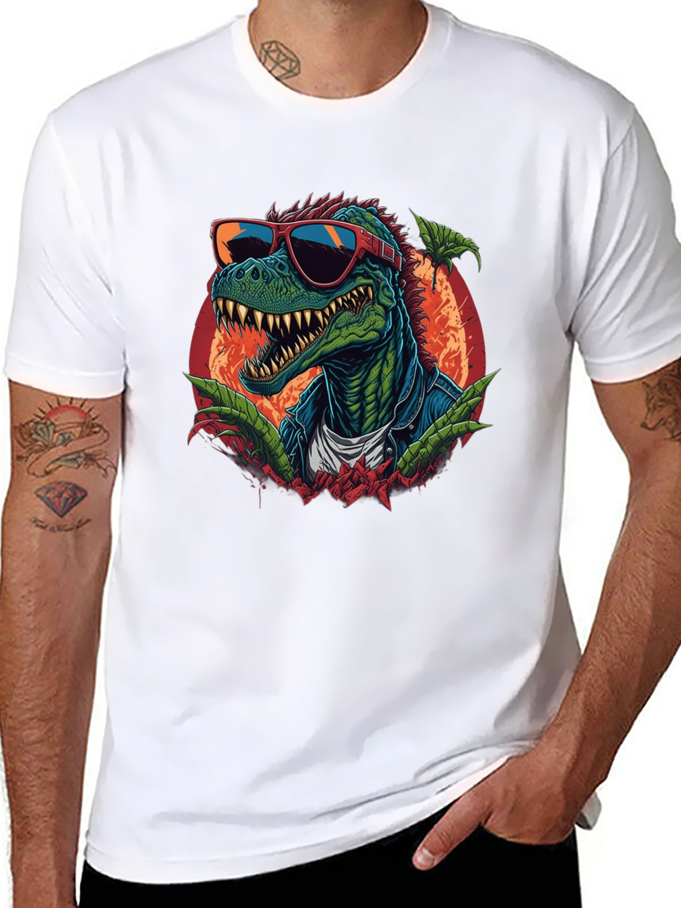 Cool Dinosaur Graphic T-Shirt - Black