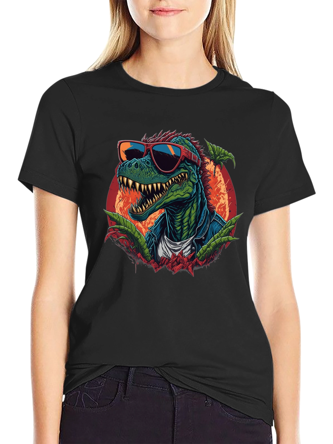 Cool Dinosaur Graphic T-Shirt - Black