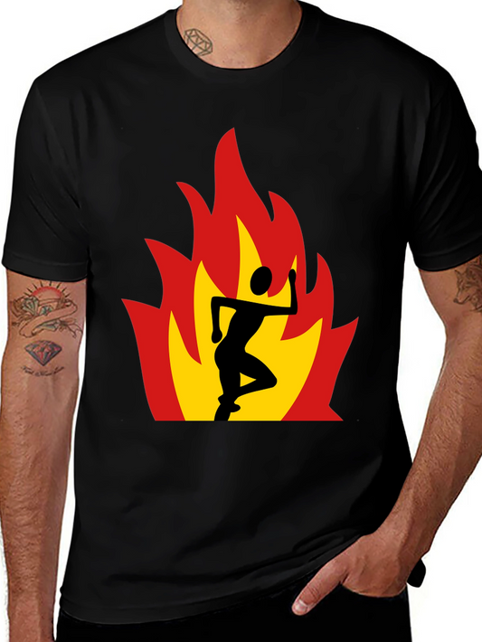 Flaming Runner Graphic Tee - Black
