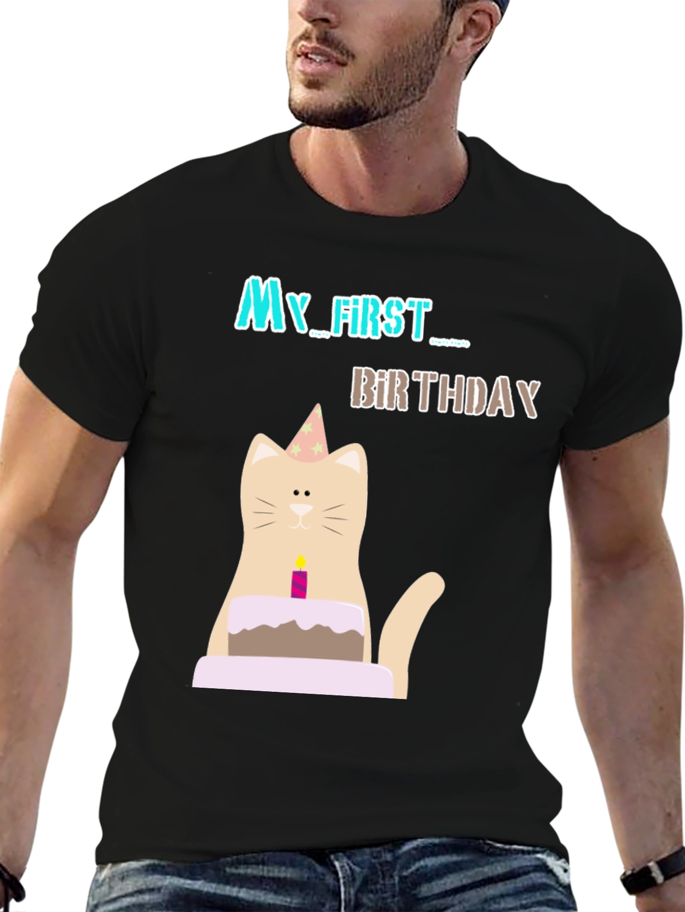 My First Birthday Cat Graphic T-Shirt