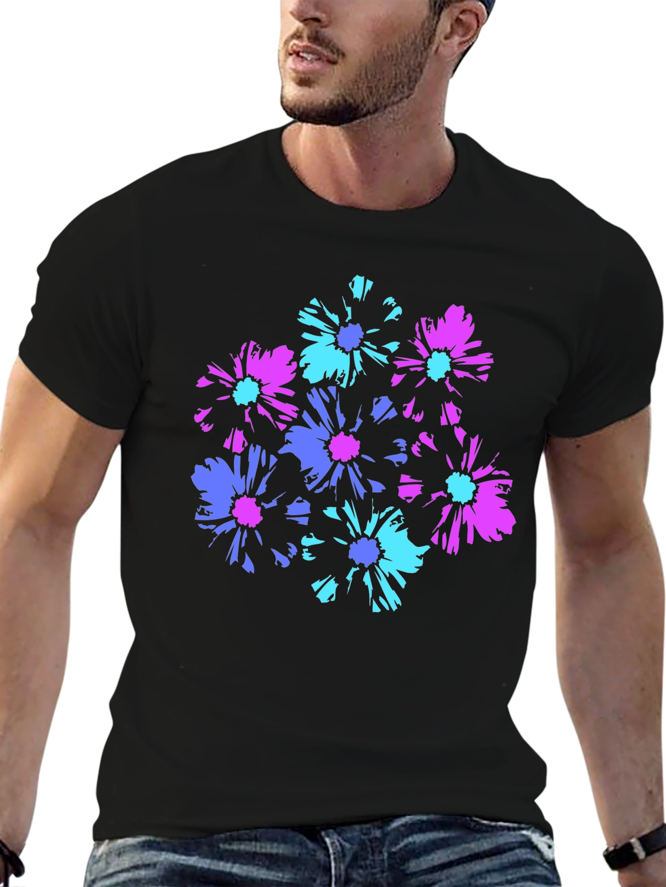 Floral Graphic Black T-Shirt
