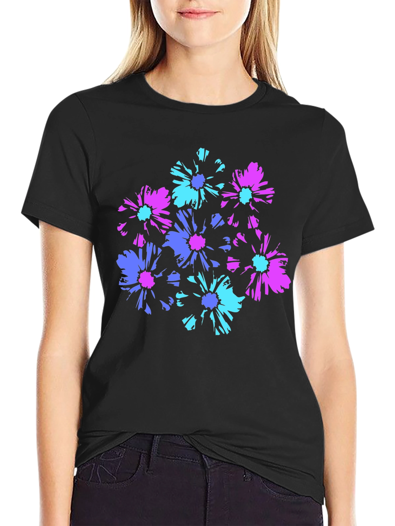 Floral Graphic Black T-Shirt