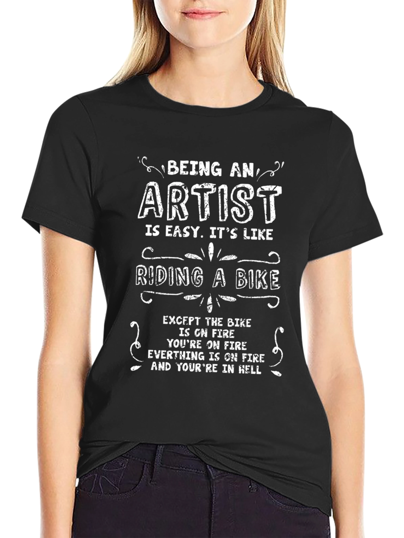 Artist Bike on Fire Graphic T-Shirt