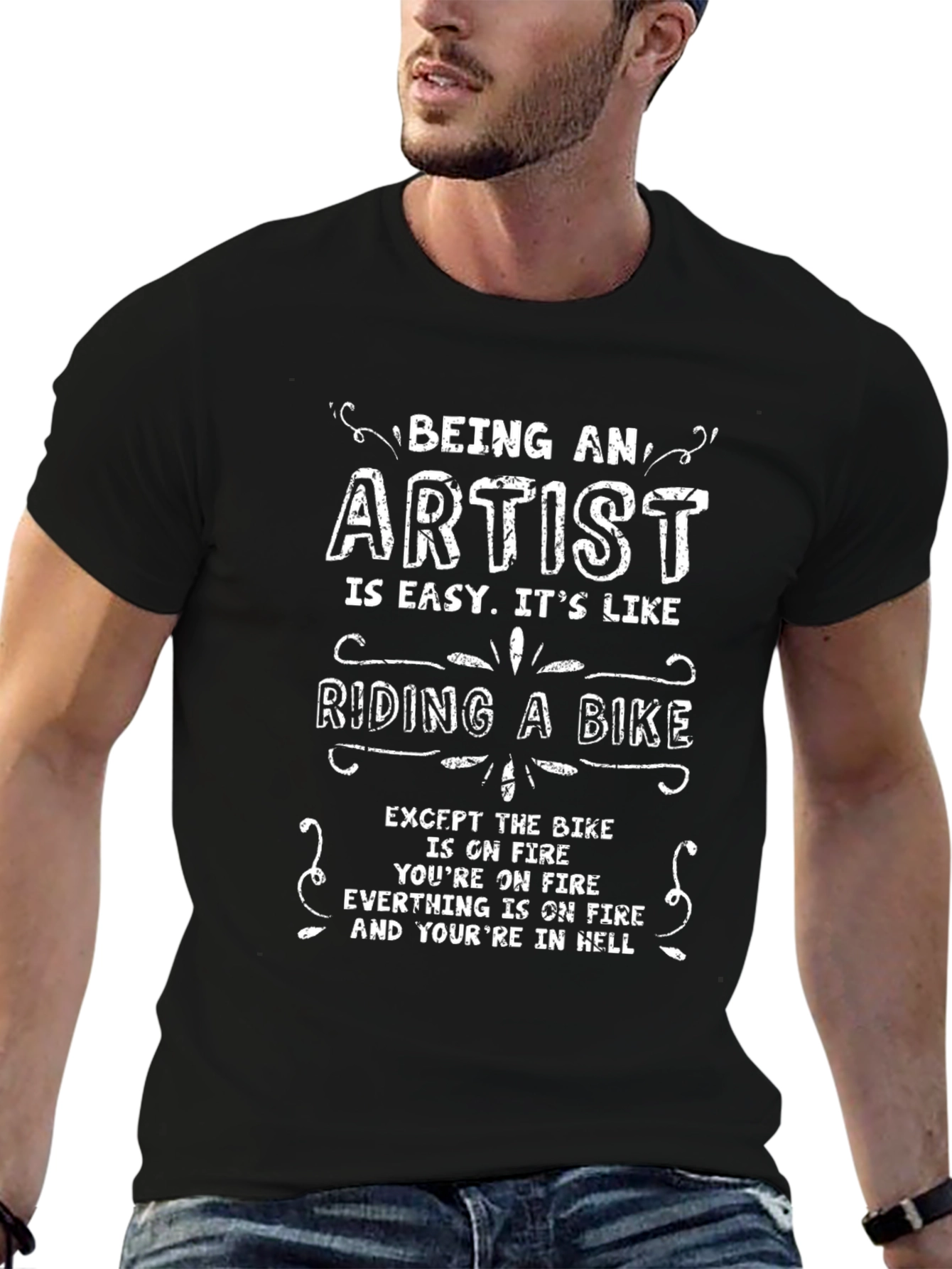 Artist Bike on Fire Graphic T-Shirt