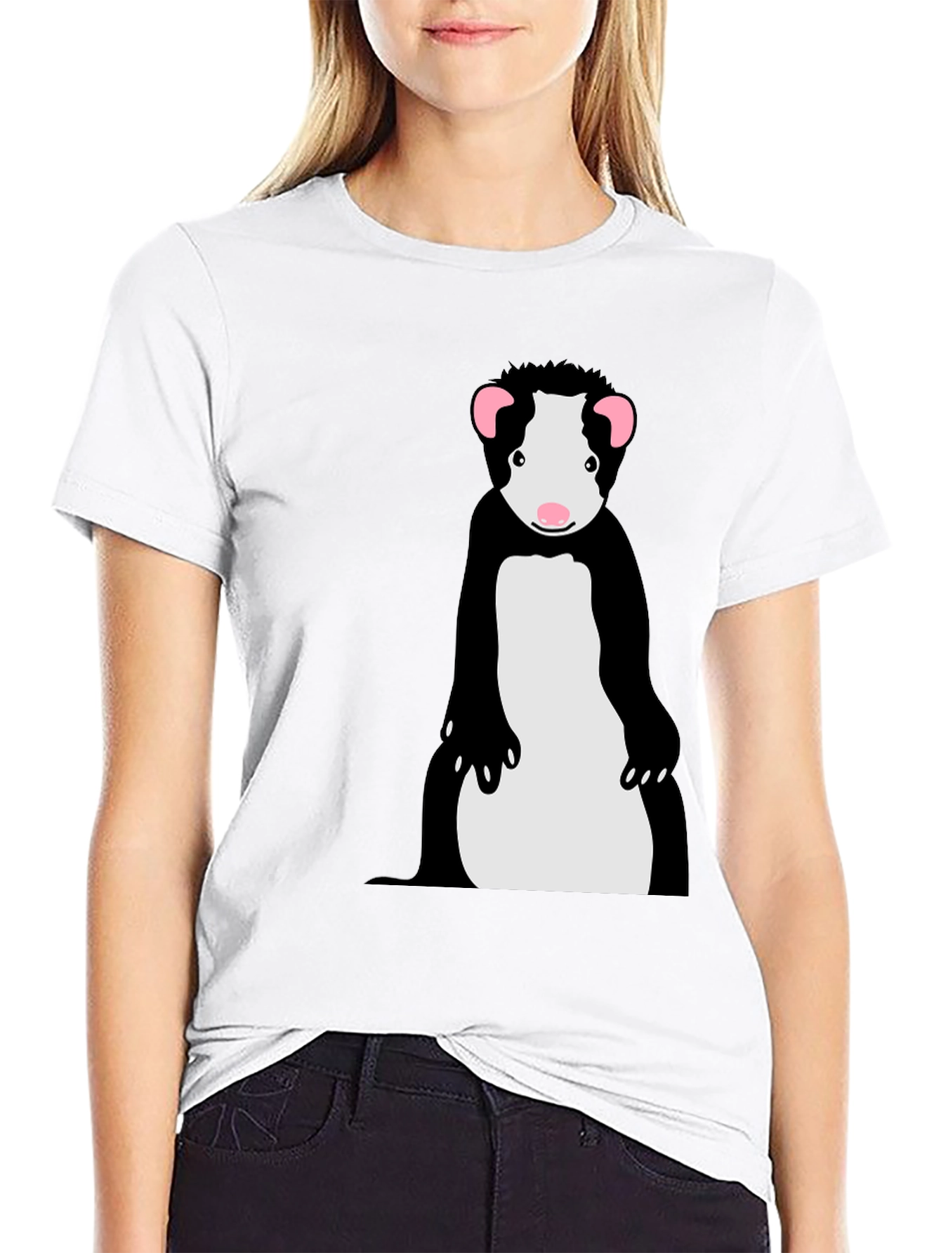 Cool Ferret Graphic Tee - Black Cotton T-Shirt