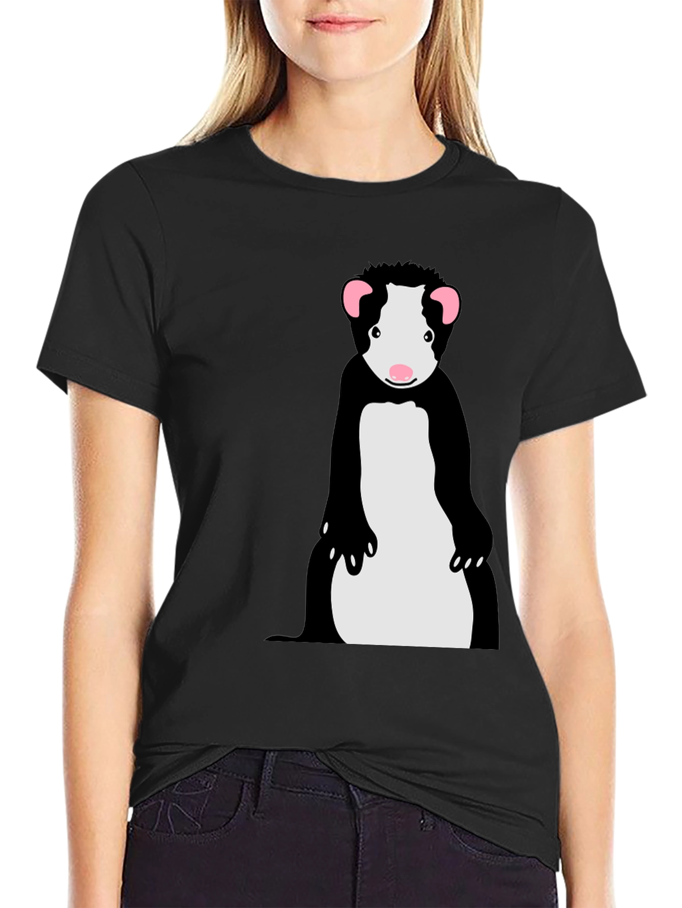 Cool Ferret Graphic Tee - Black Cotton T-Shirt