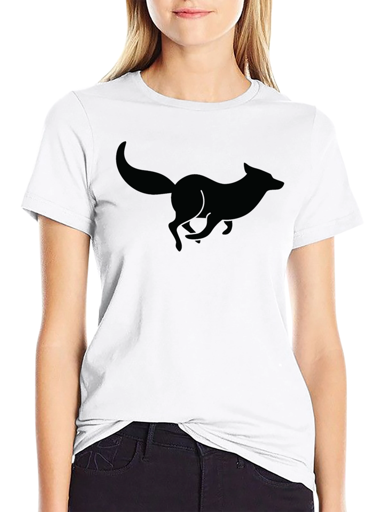Black Fox Silhouette Graphic T-Shirt