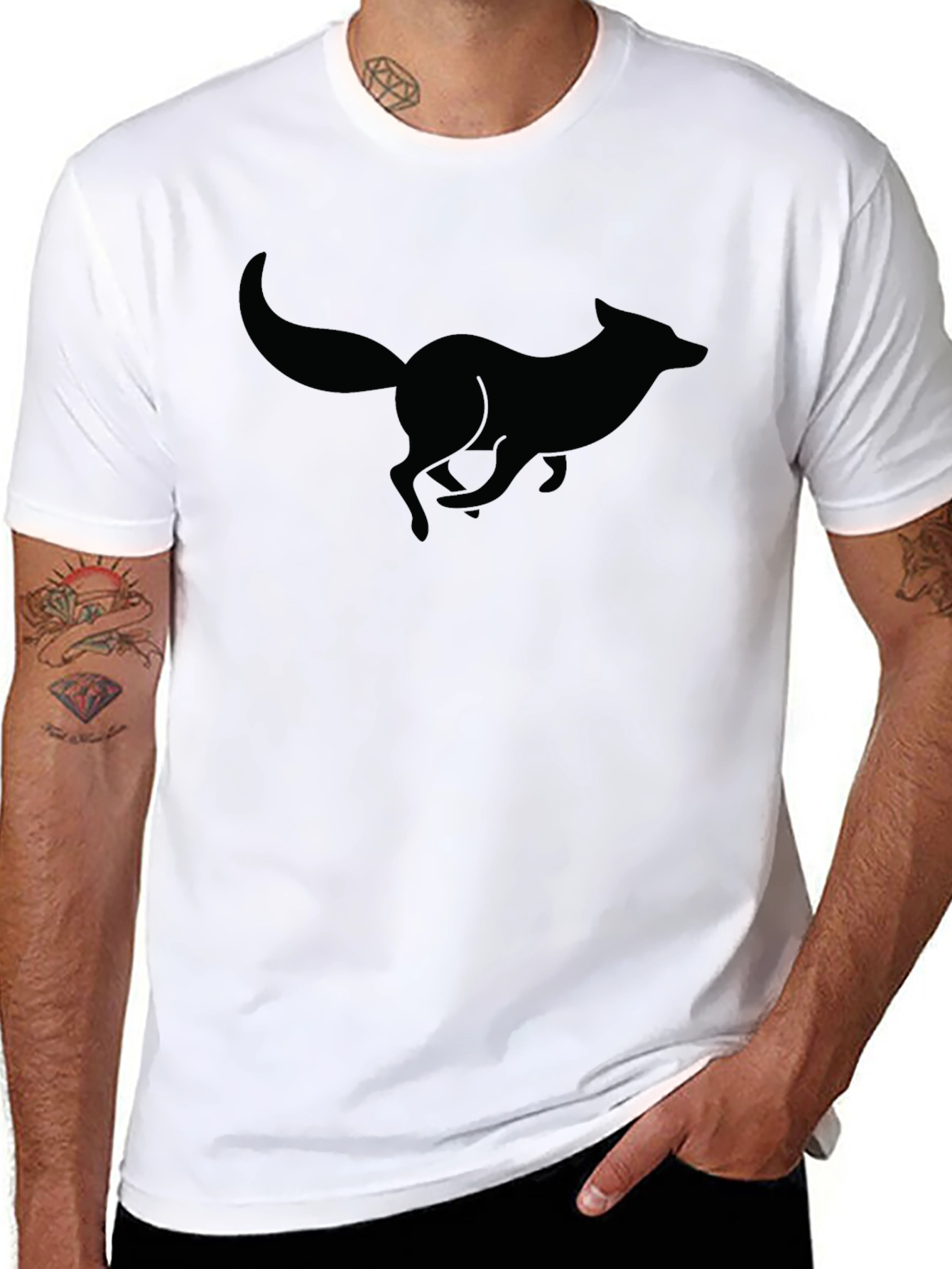 Black Fox Silhouette Graphic T-Shirt