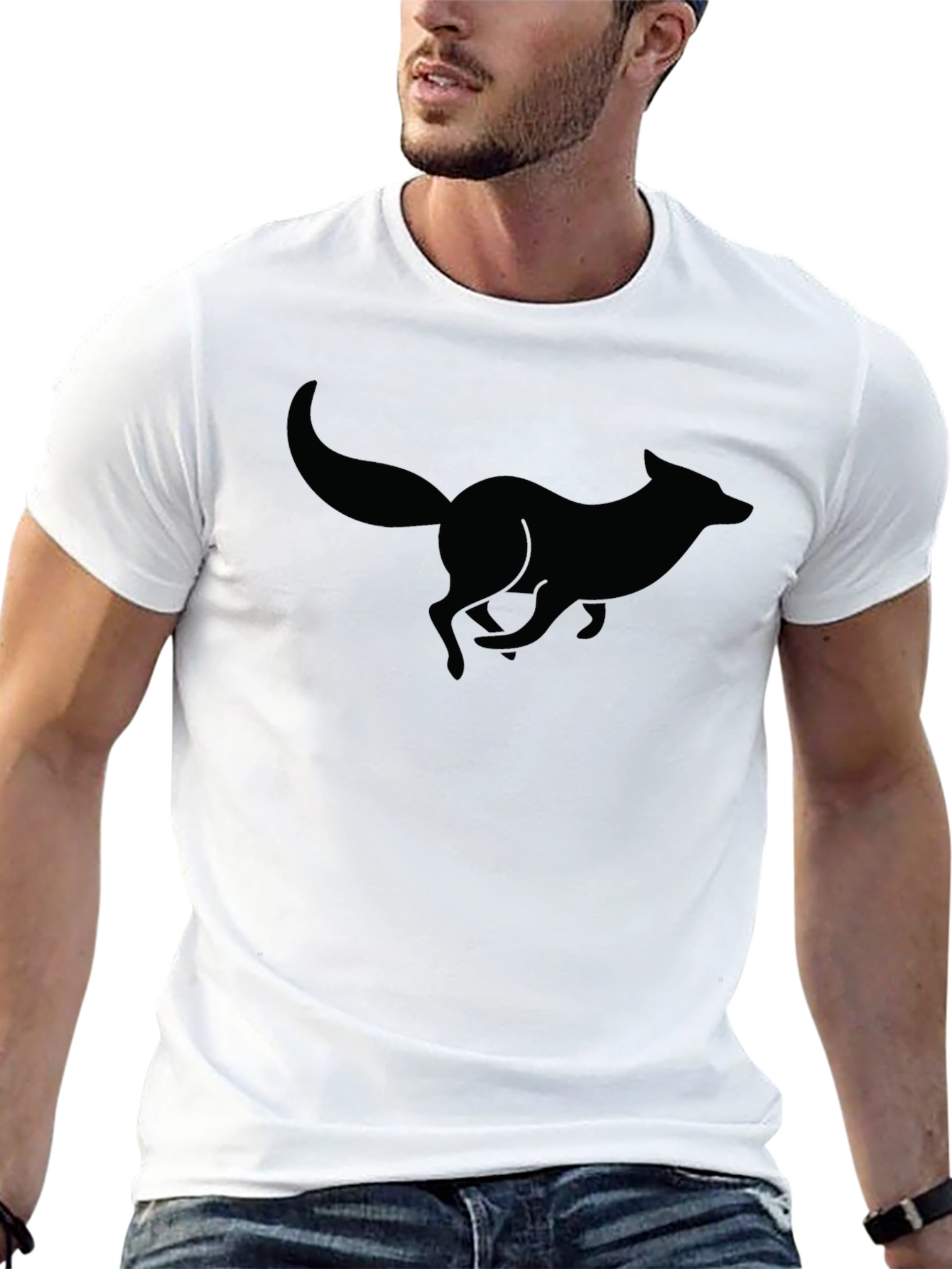 Black Fox Silhouette Graphic T-Shirt