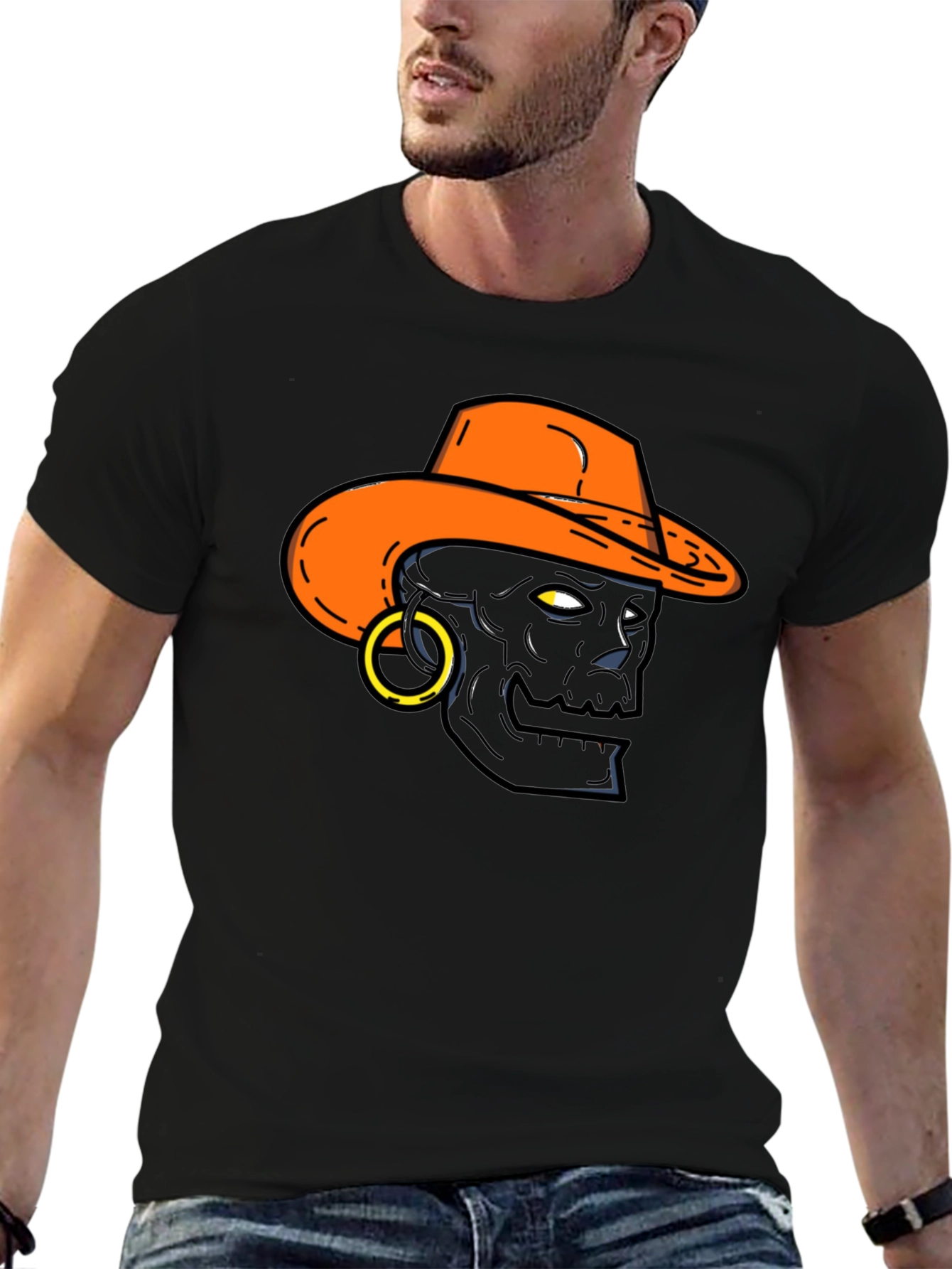 Skull Cowboy Graphic T-Shirt - Black Tee