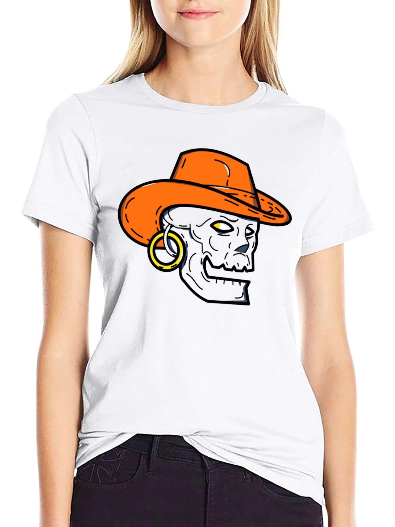 Skull Cowboy Graphic T-Shirt - Black Tee