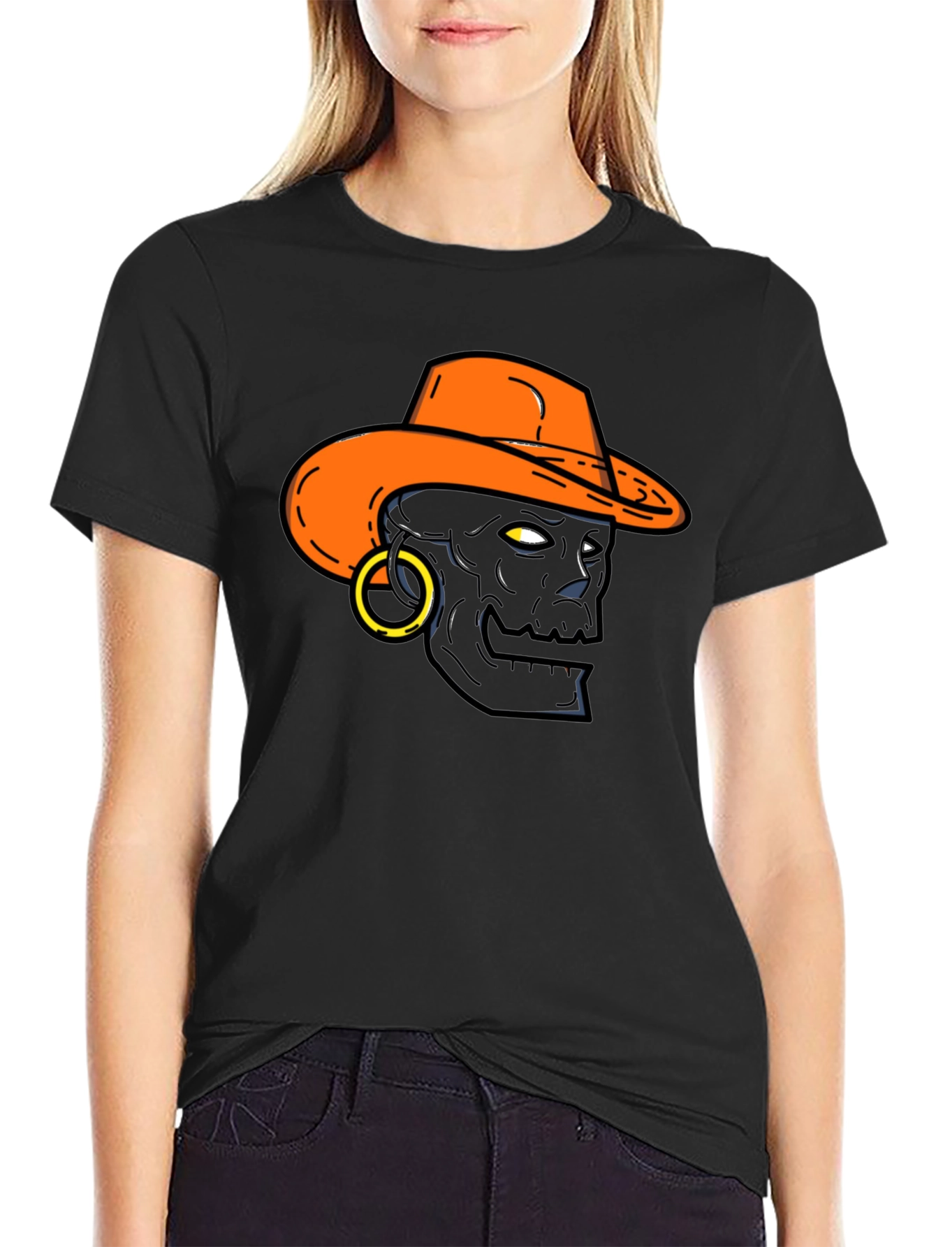 Skull Cowboy Graphic T-Shirt - Black Tee