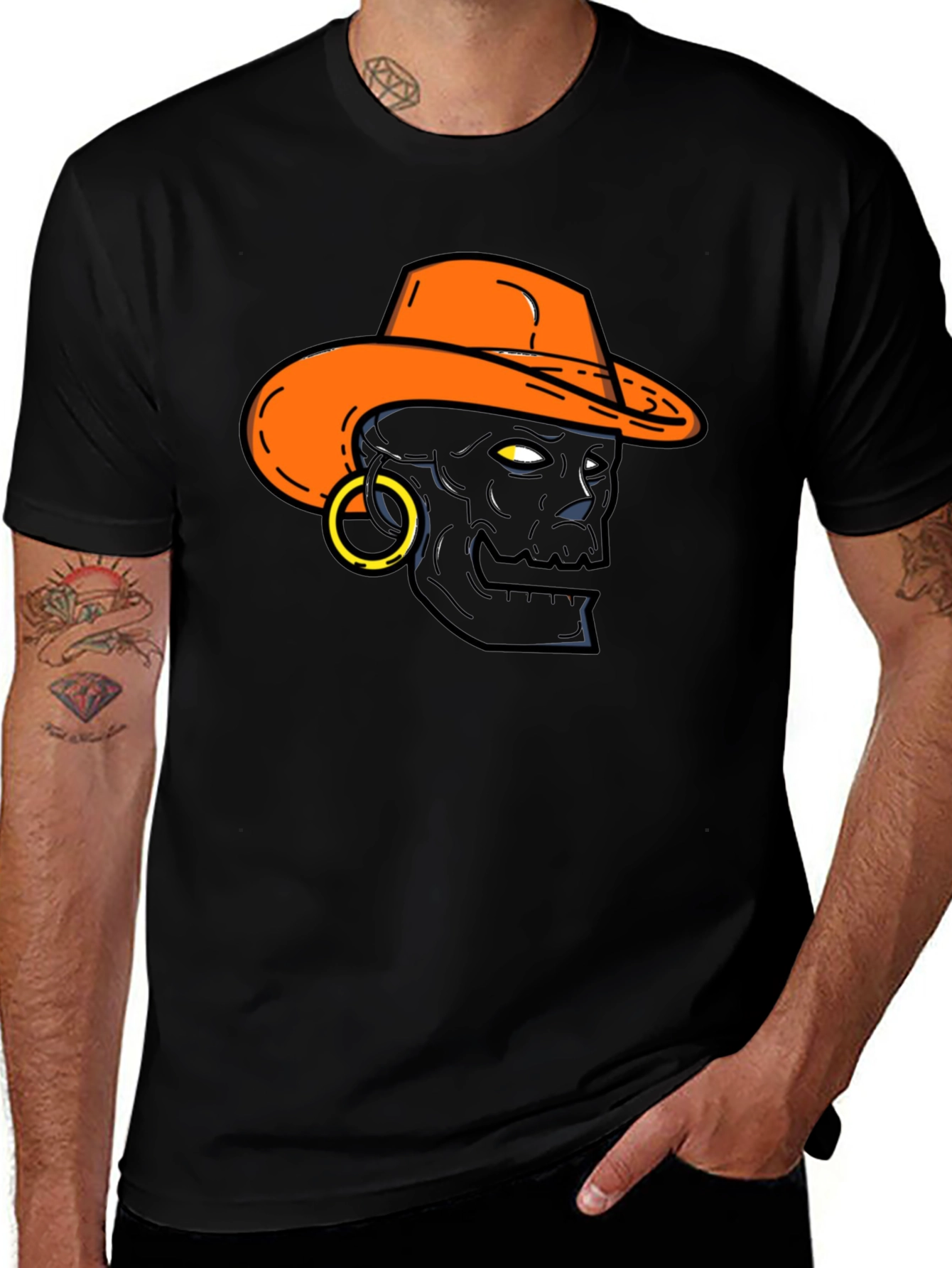 Skull Cowboy Graphic T-Shirt - Black Tee