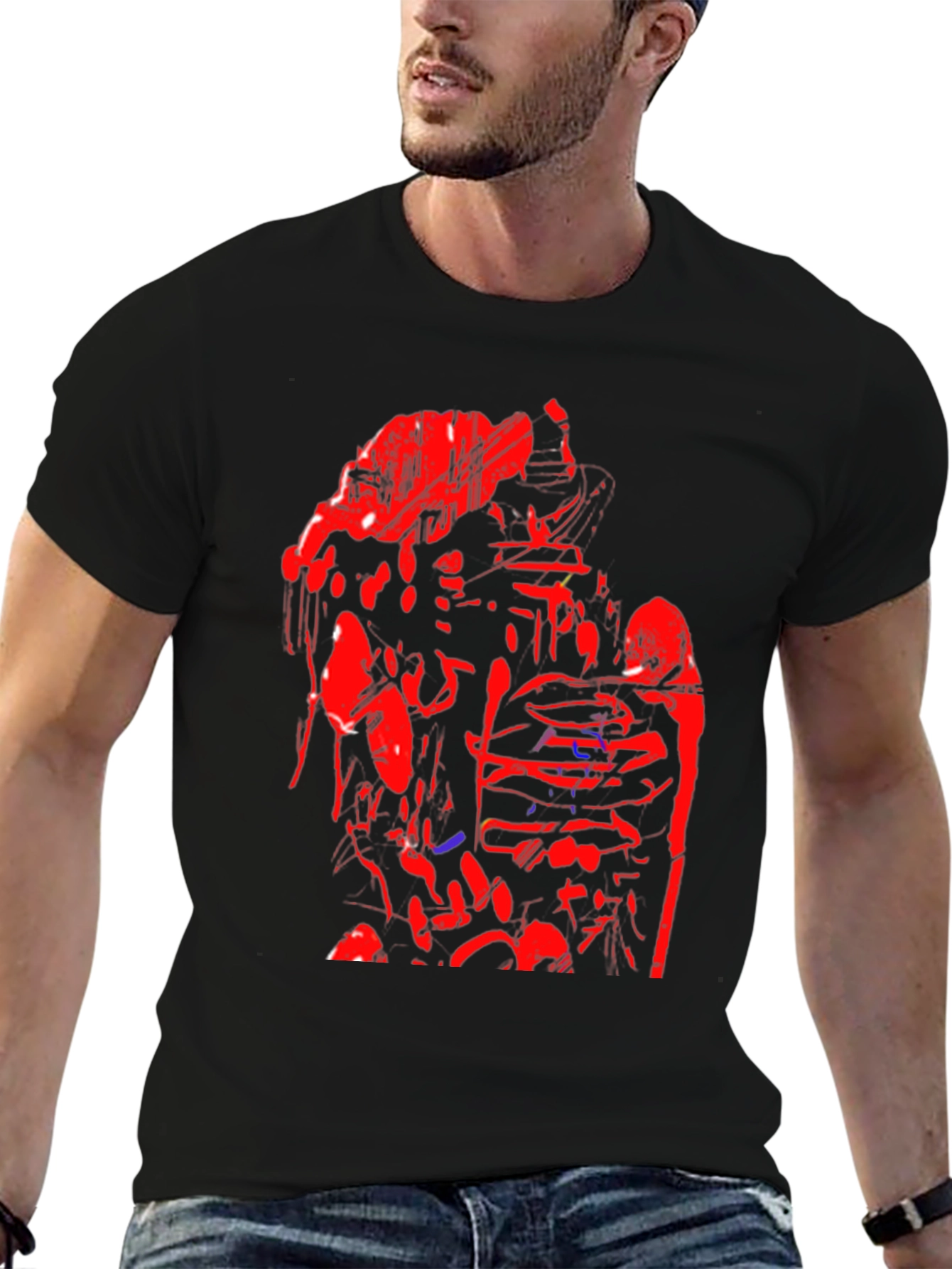 Abstract Red & Black Graphic Tee
