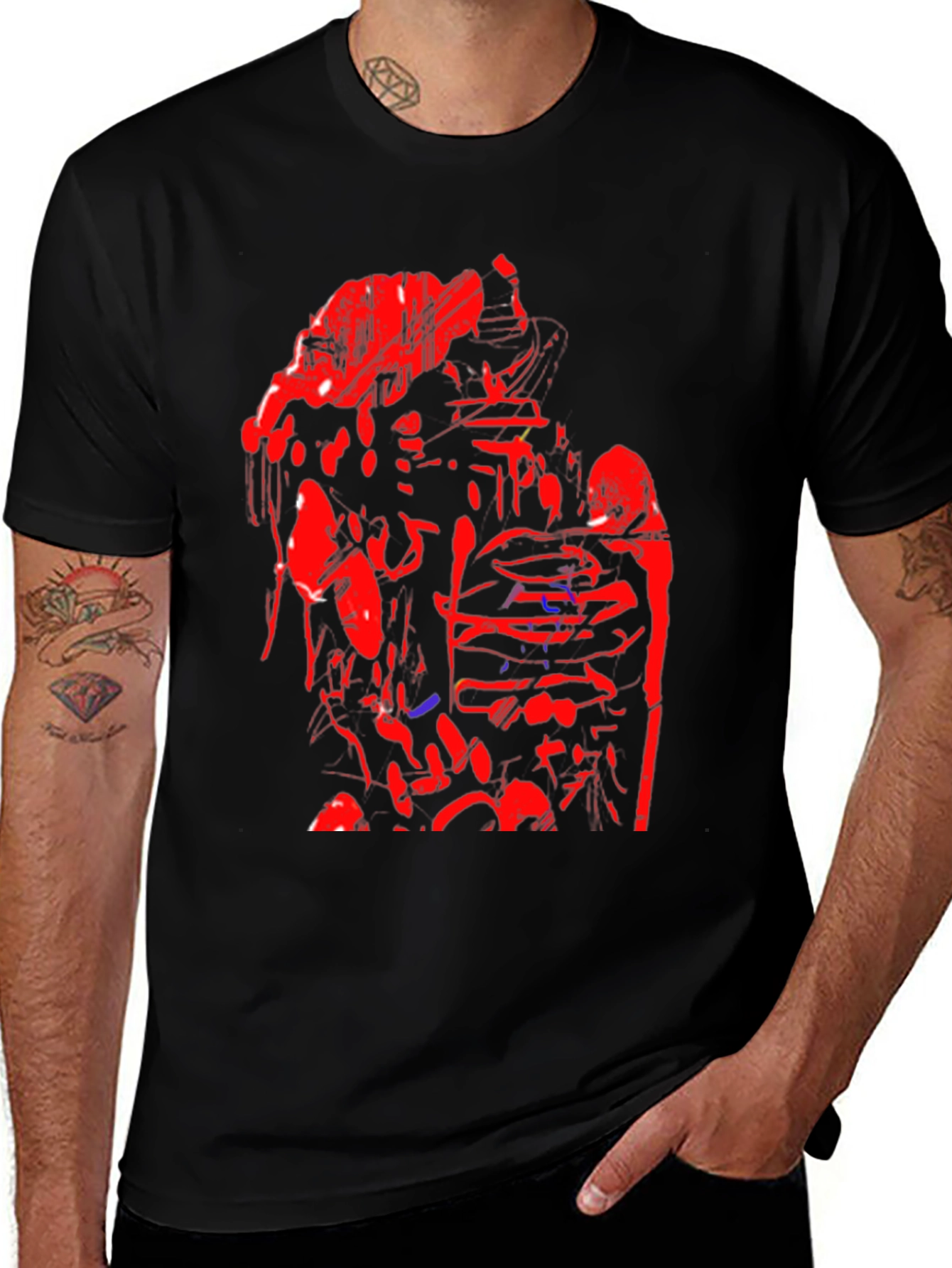 Abstract Red & Black Graphic Tee