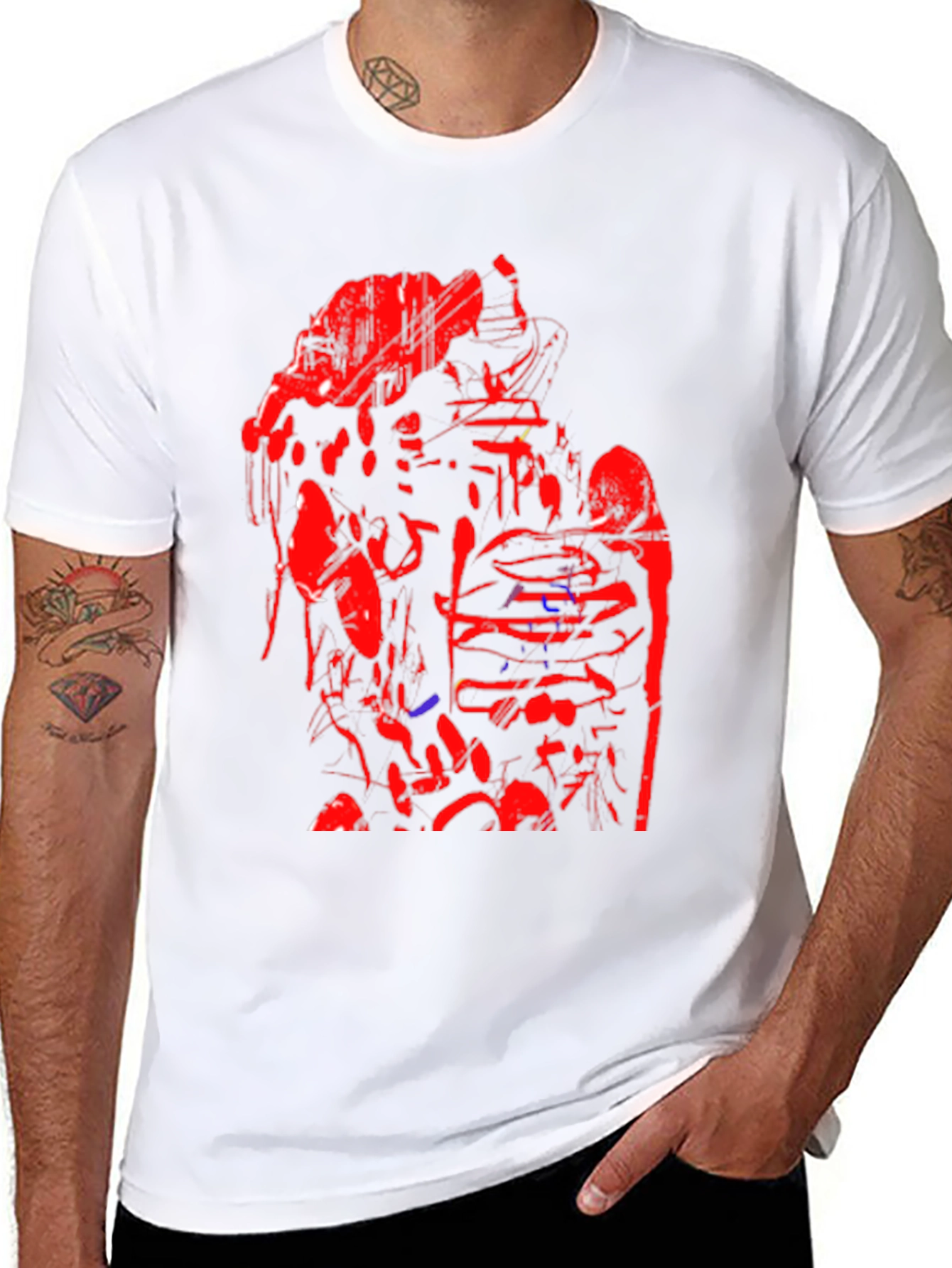 Abstract Red & Black Graphic Tee