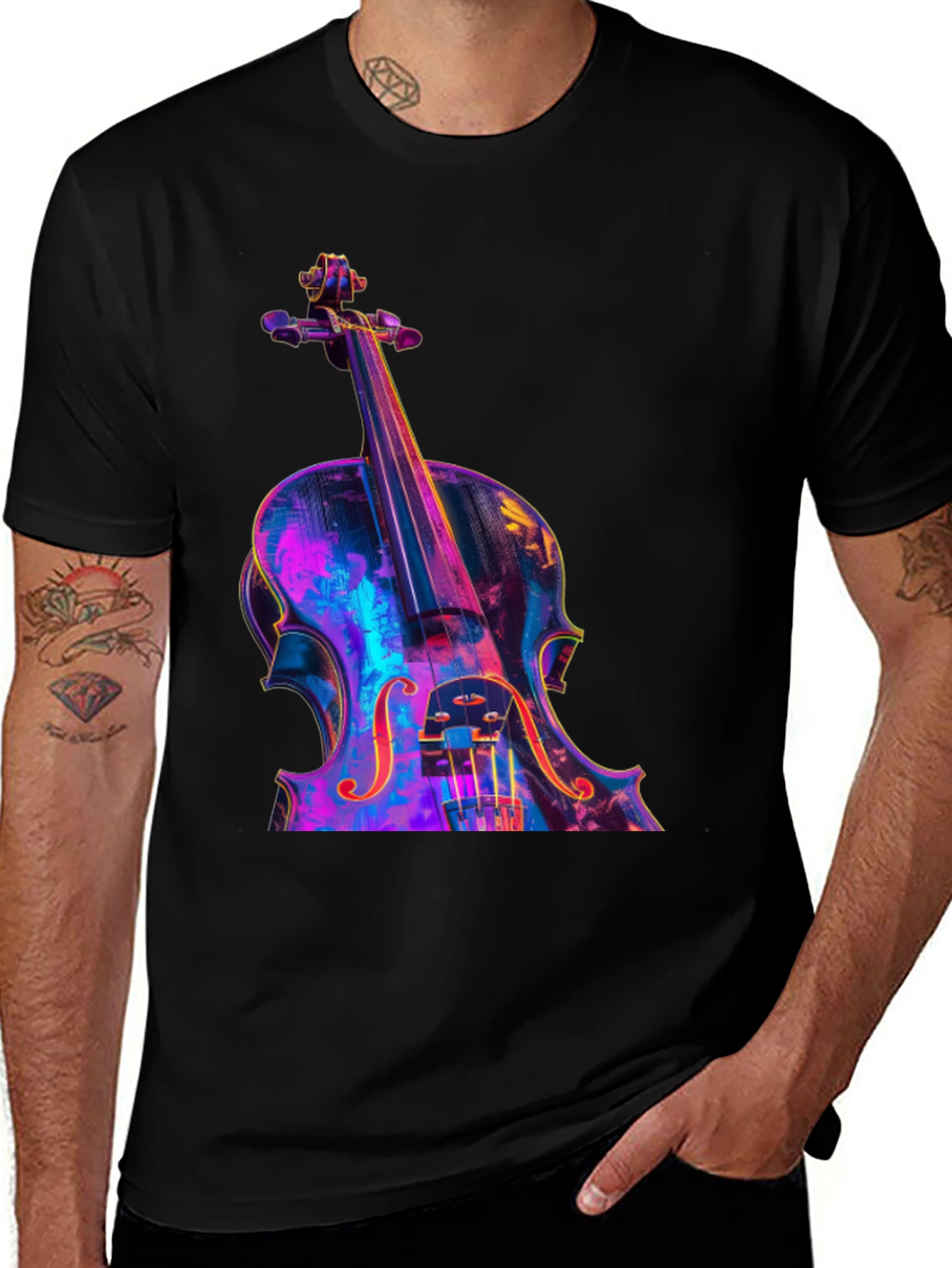 Violin Graphic Tee - Musicians Black T-Shirt