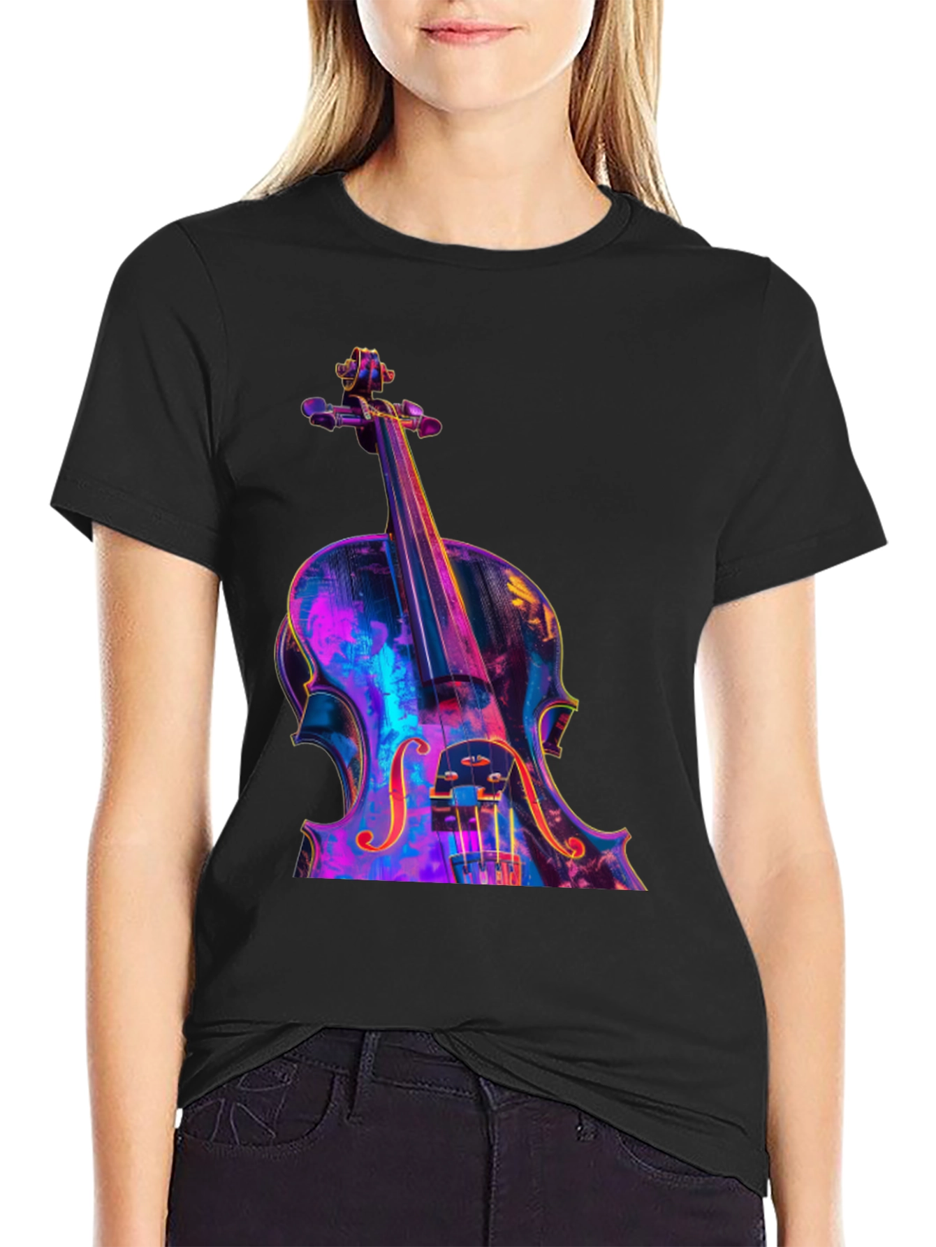 Violin Graphic Tee - Musicians Black T-Shirt