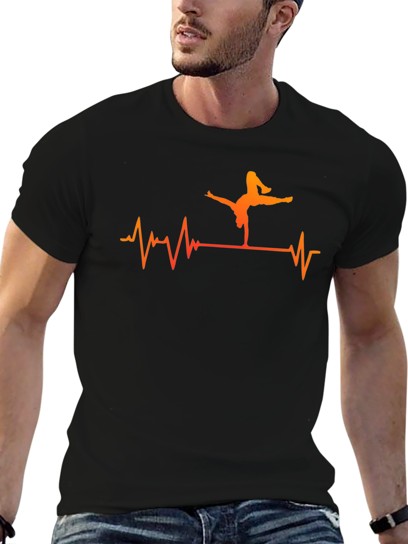Handstand Heartbeat T-Shirt - Black