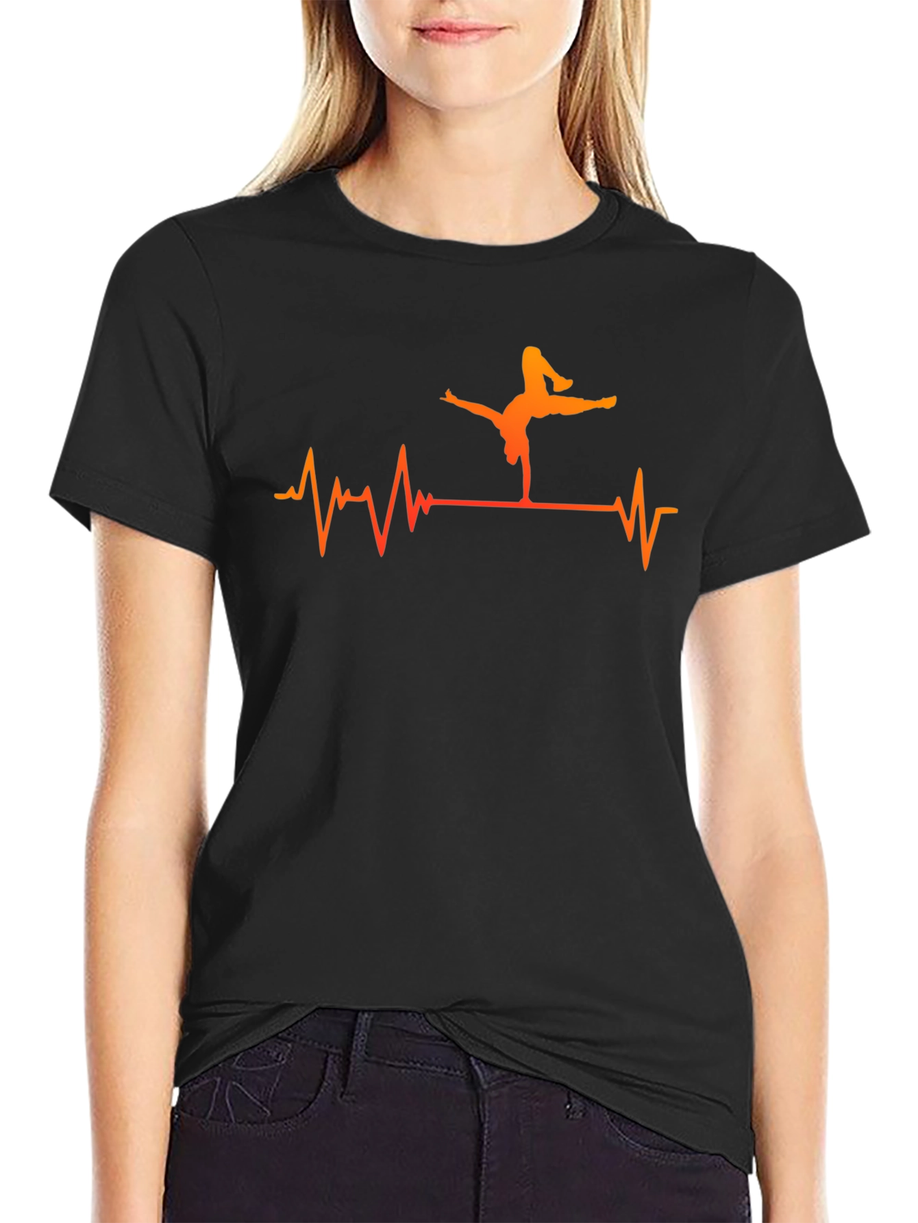 Handstand Heartbeat T-Shirt - Black