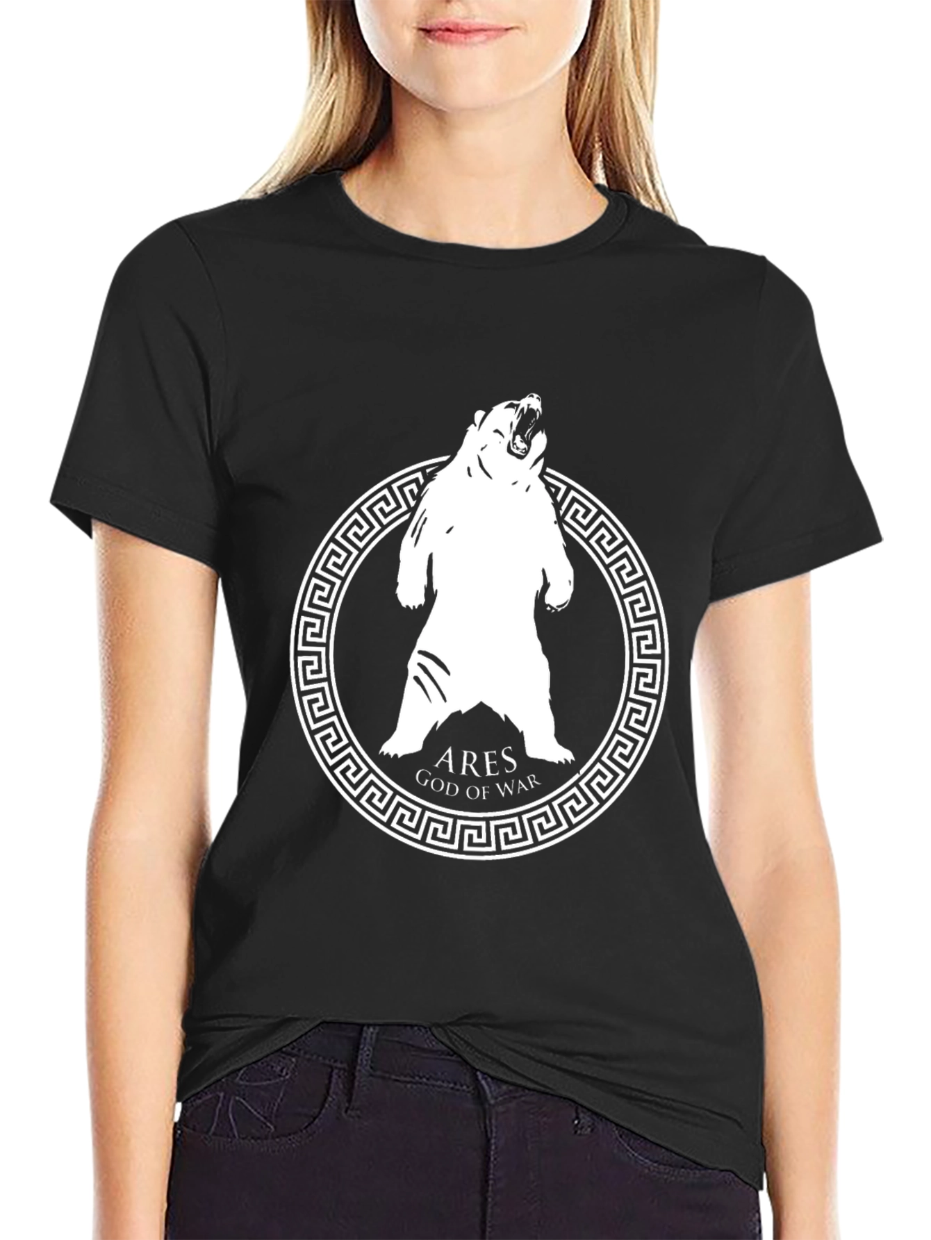 Ares God of War Bear Graphic T-Shirt - Black