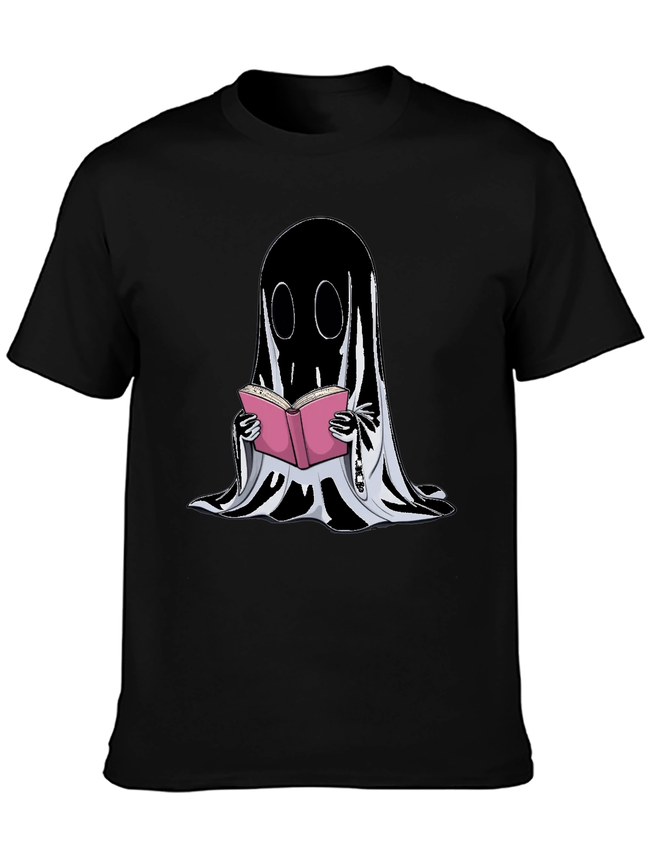 Ghost Reading Book Graphic T-Shirt