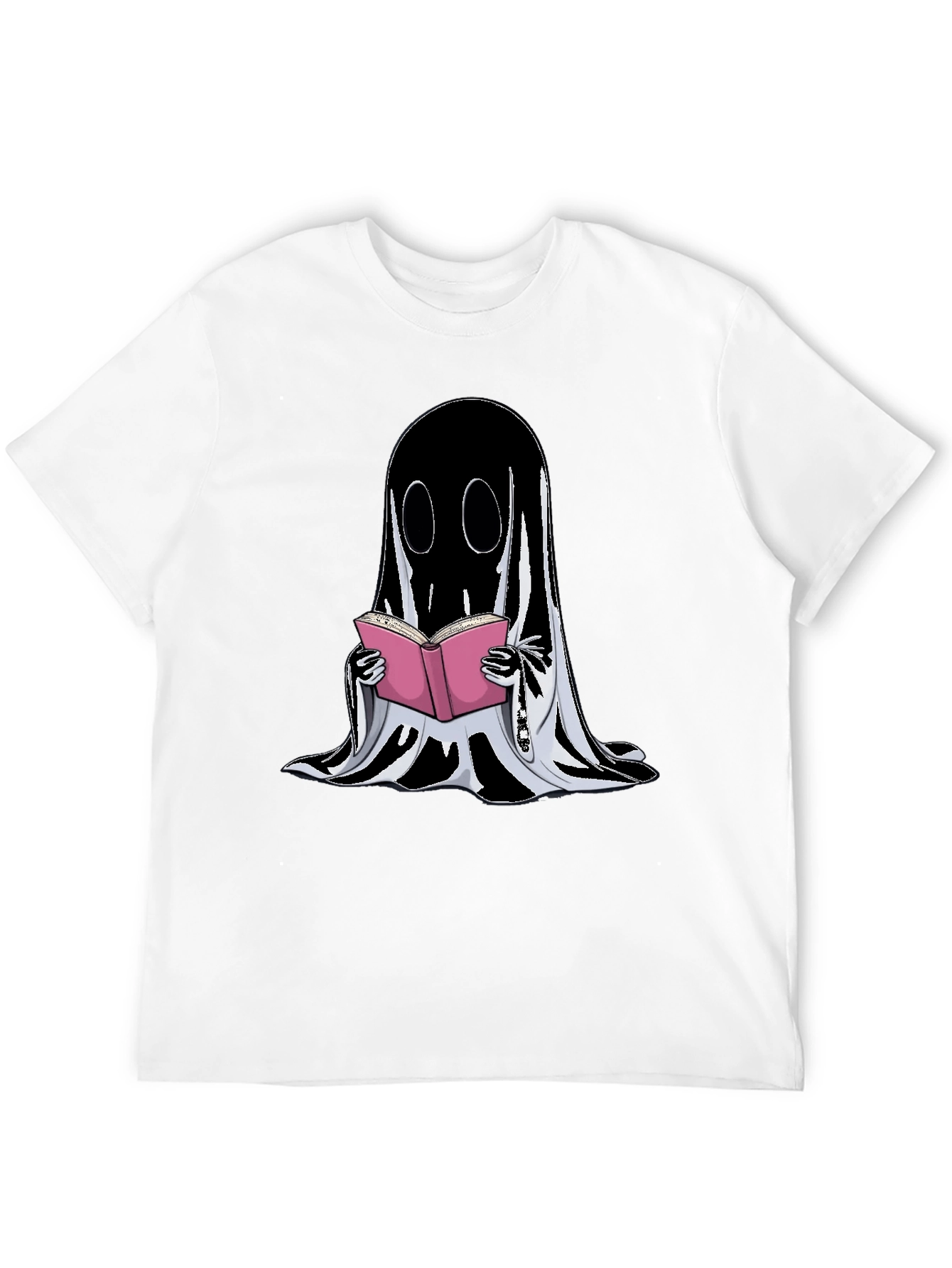 Ghost Reading Book Graphic T-Shirt